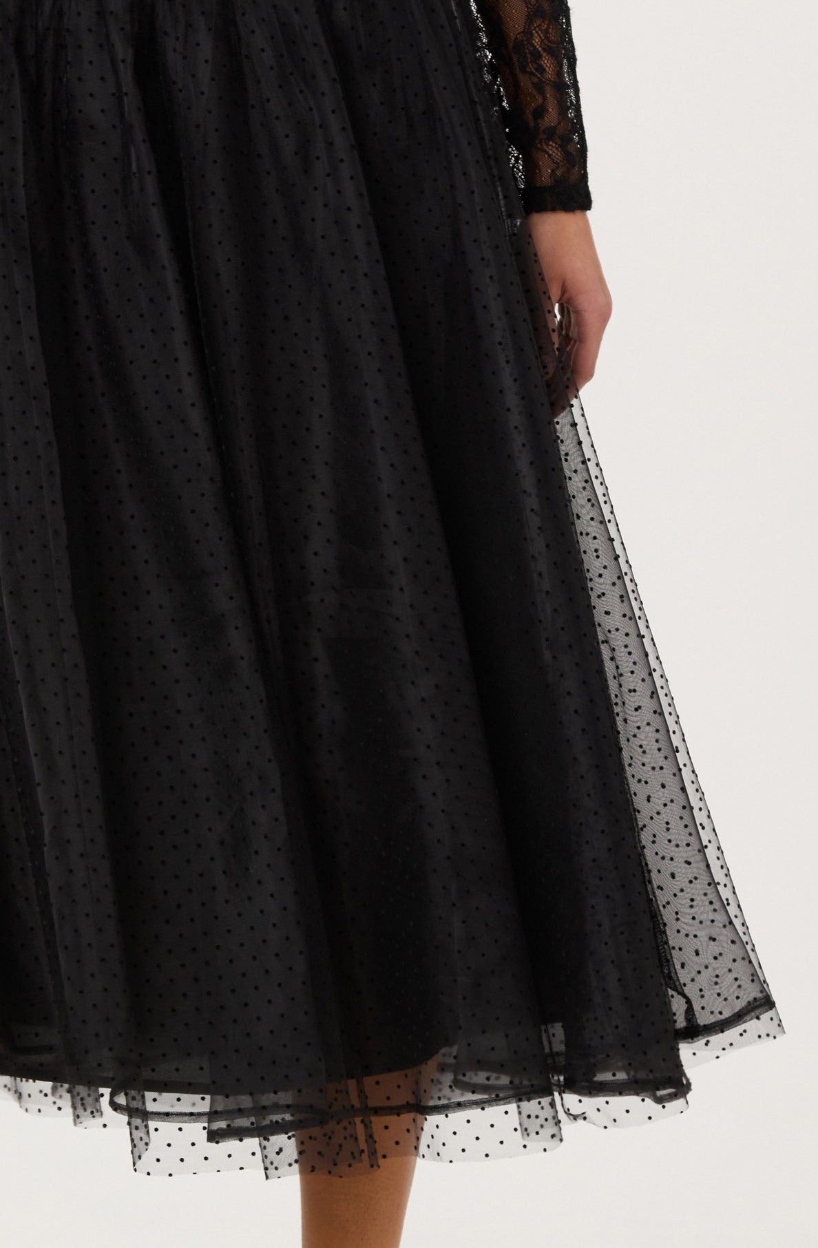 Lela Polka Dot Layered Midi Skirt
