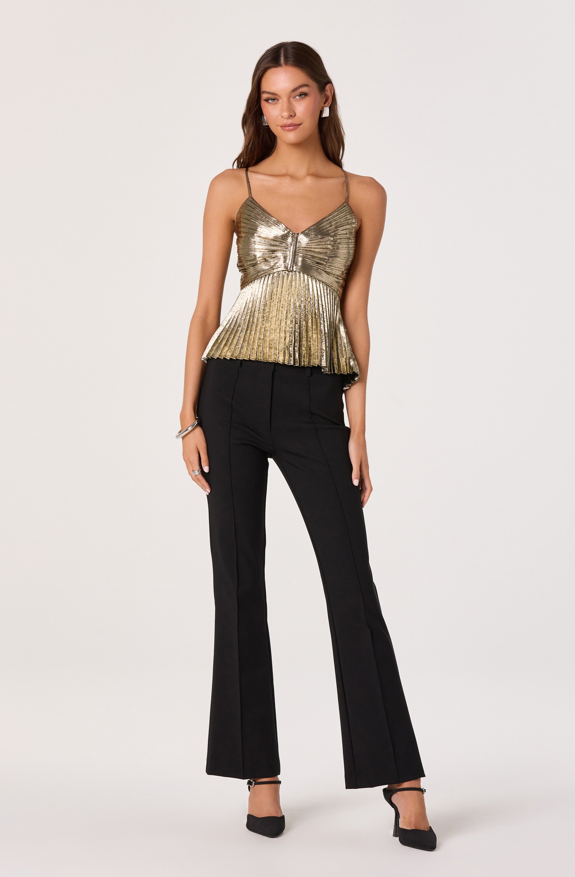 Blythe Metallic Plisse Top