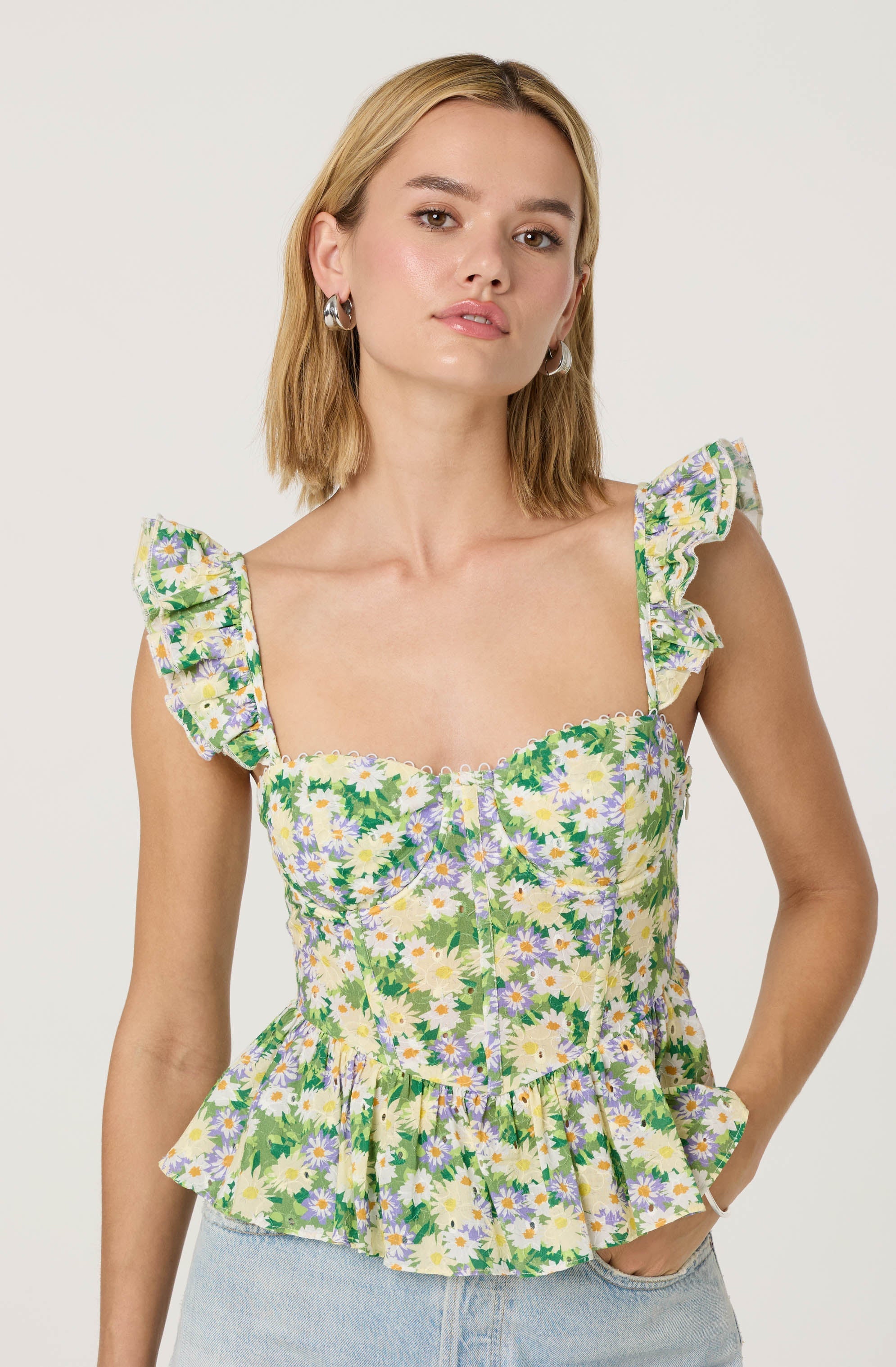 Baylin Floral Peplum Top