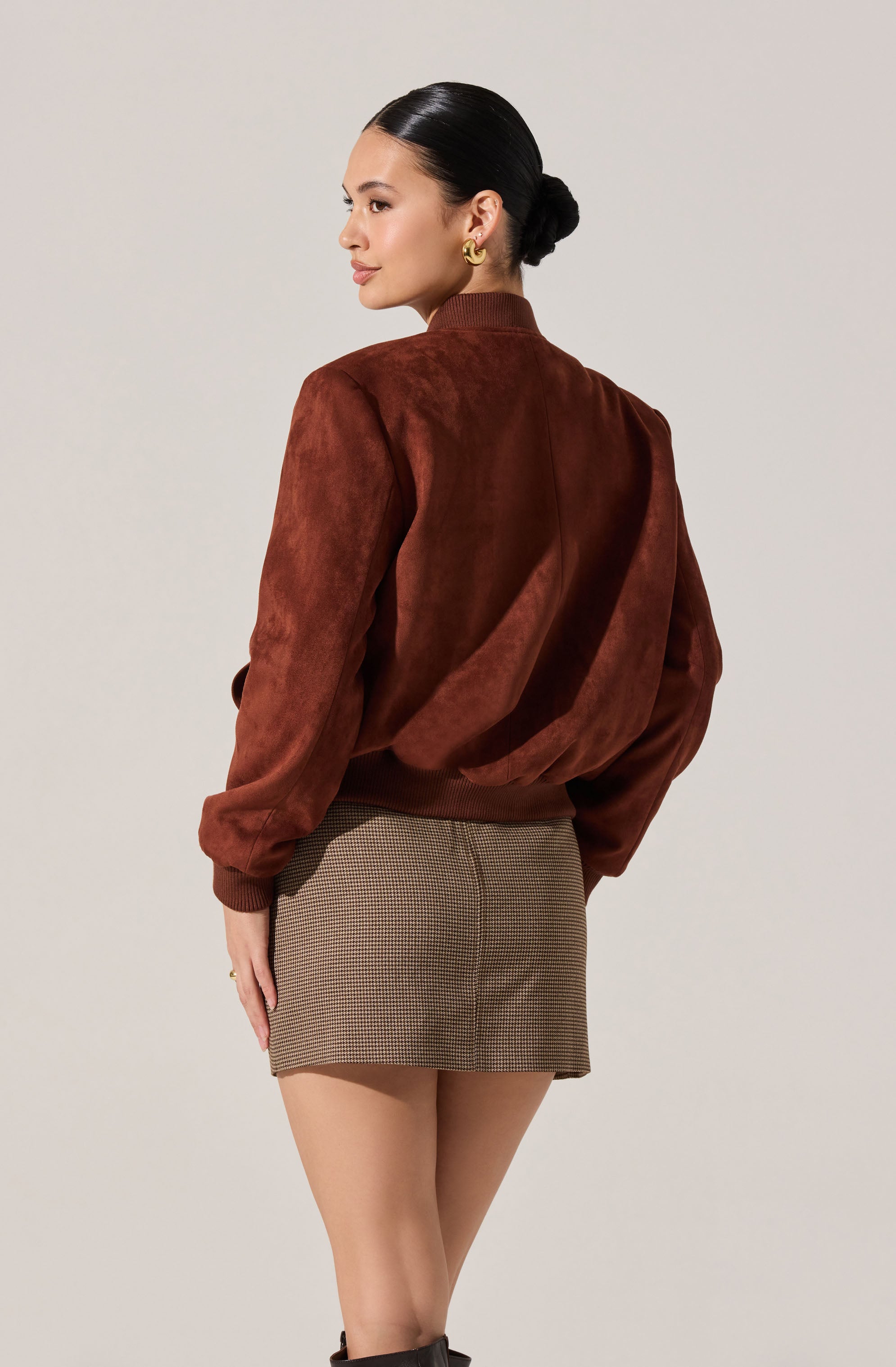 Olenna Faux Suede Bomber Jacket