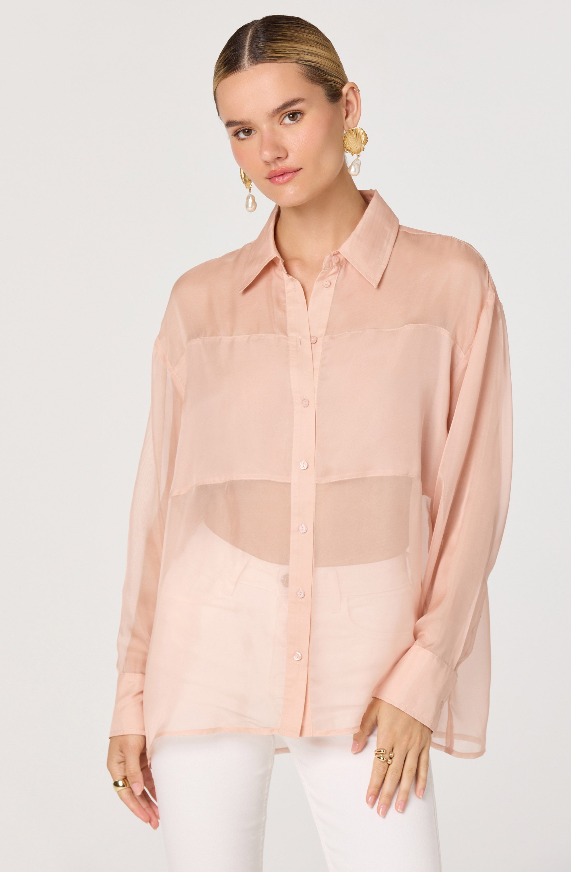 Evie Sheer Button Up Shirt