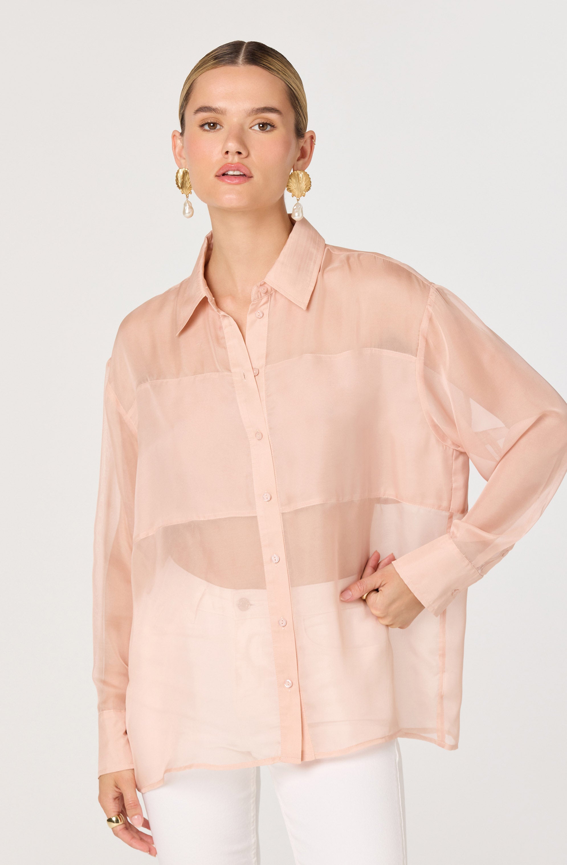 Evie Sheer Button Up Shirt