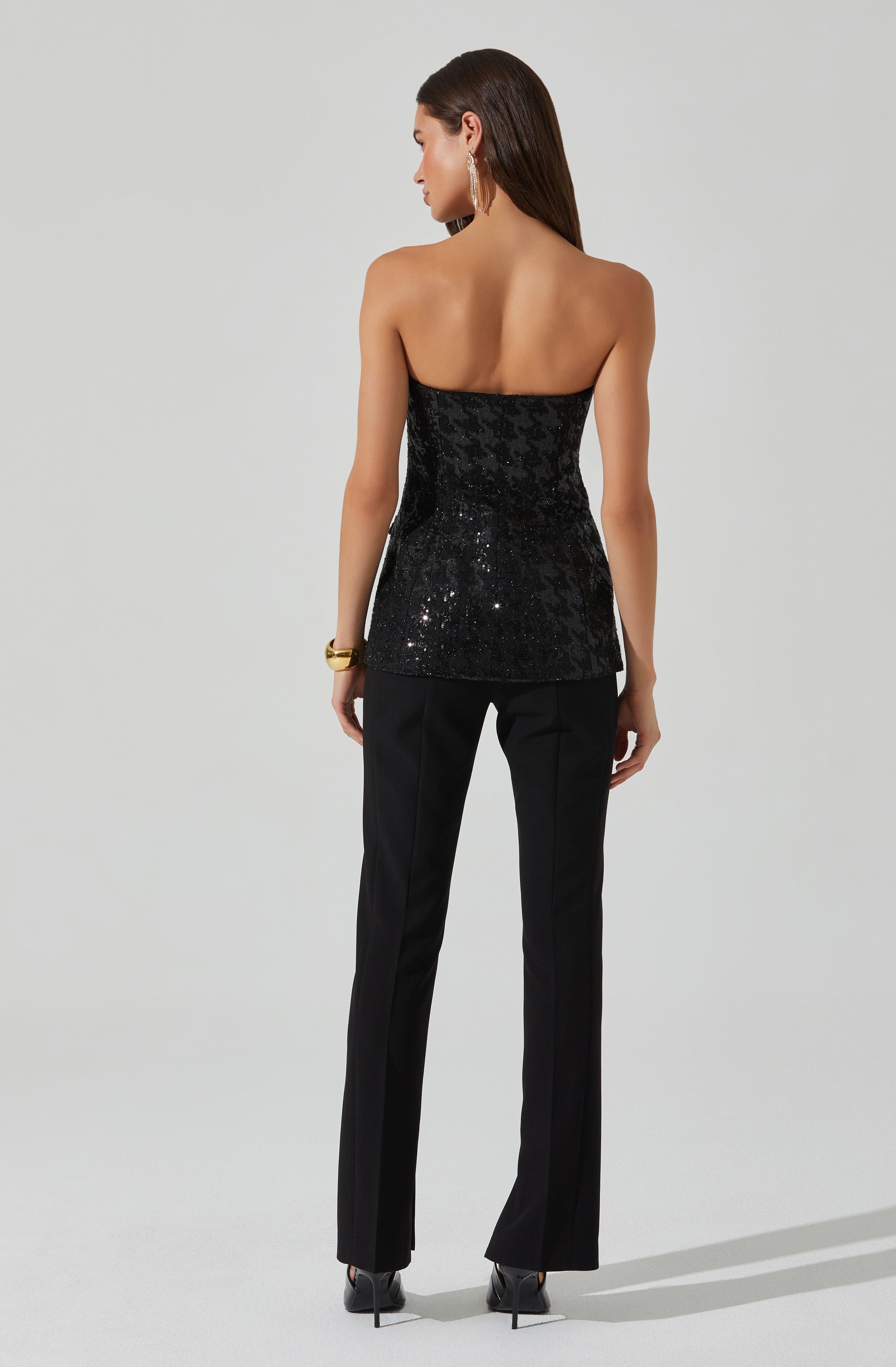 Milani Tweed Houndstooth Sequin Top