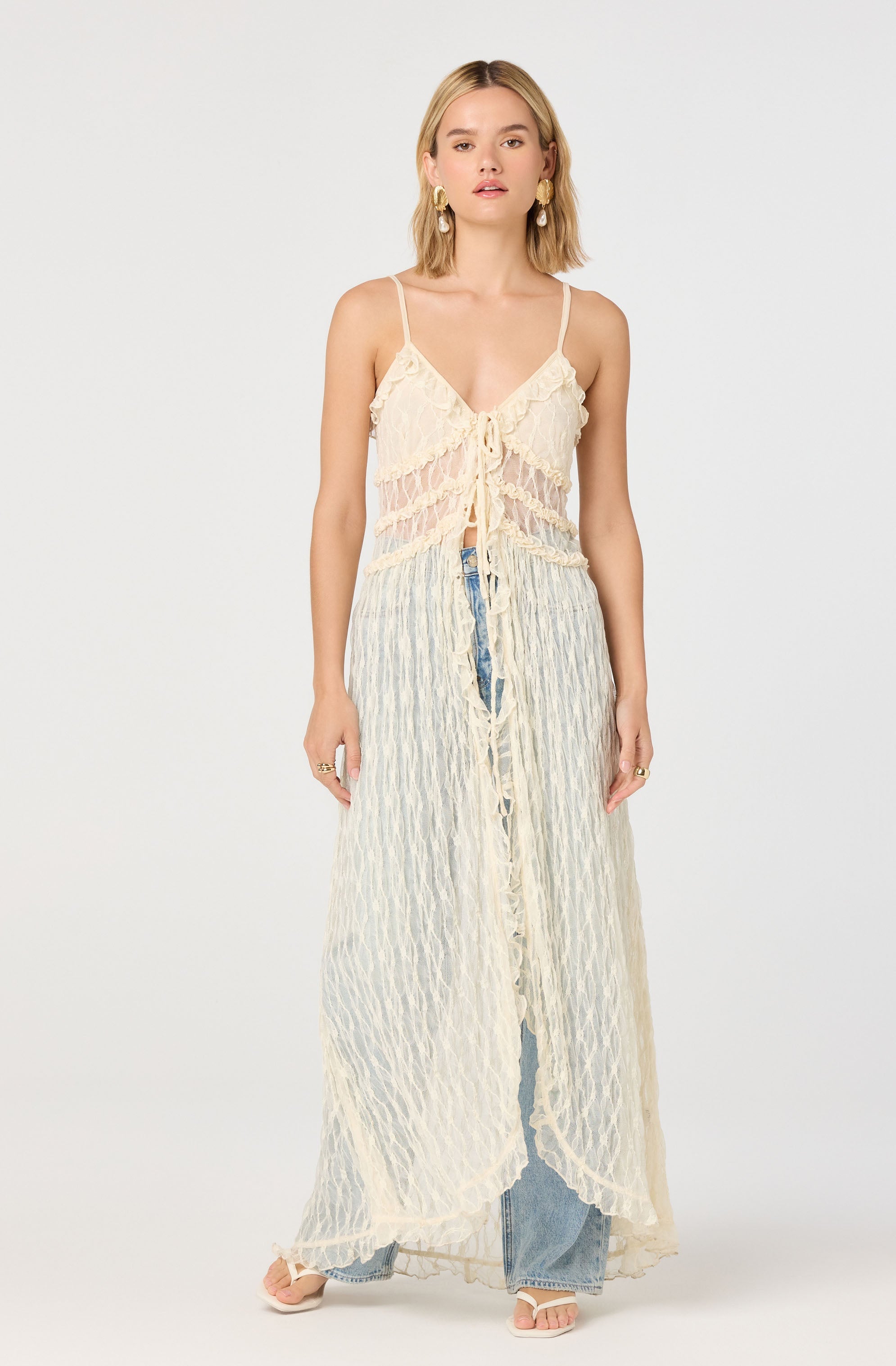 Sariyah Ruffle Lace Duster Top