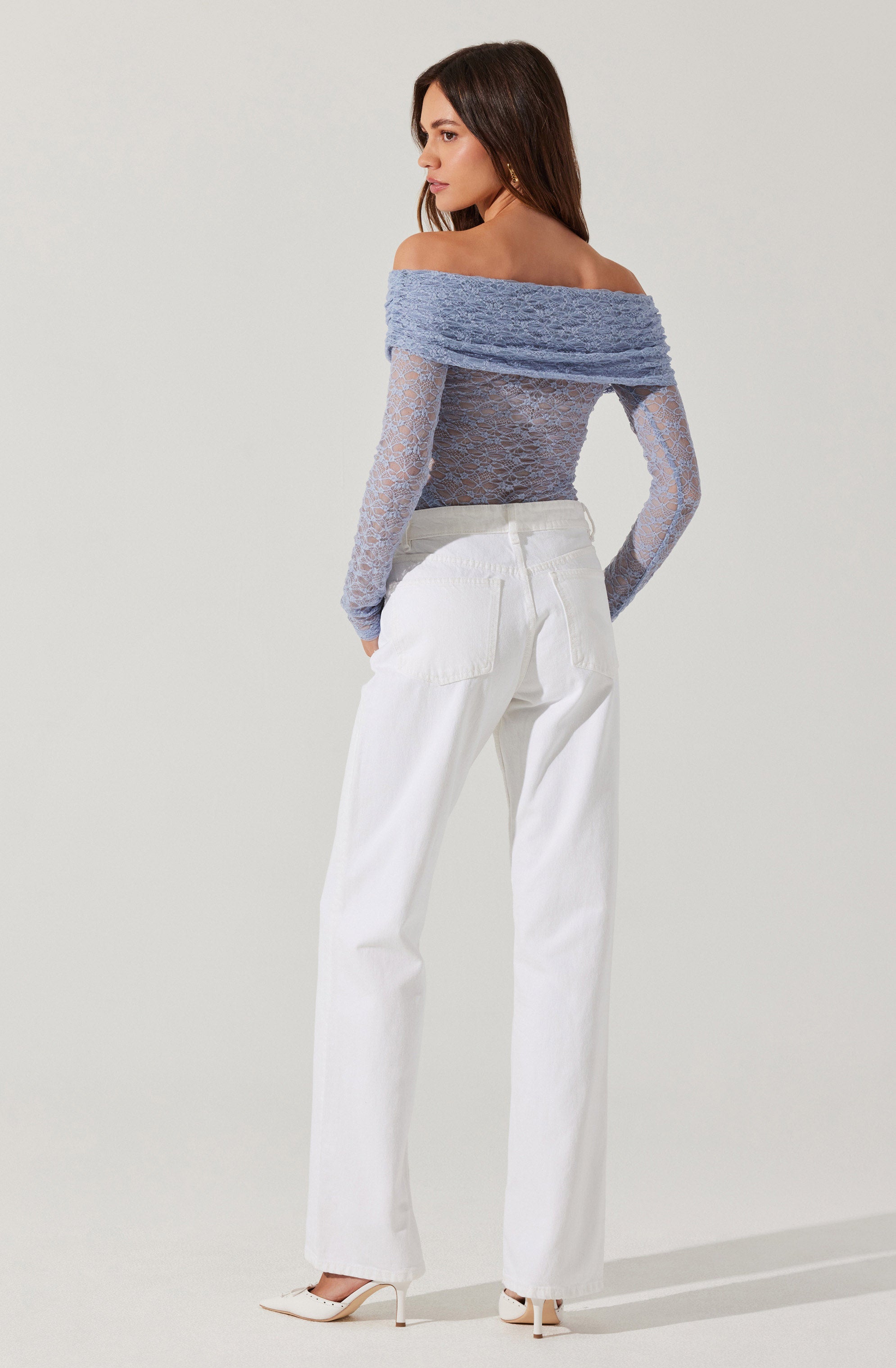 Diamante Lace Off Shoulder Top