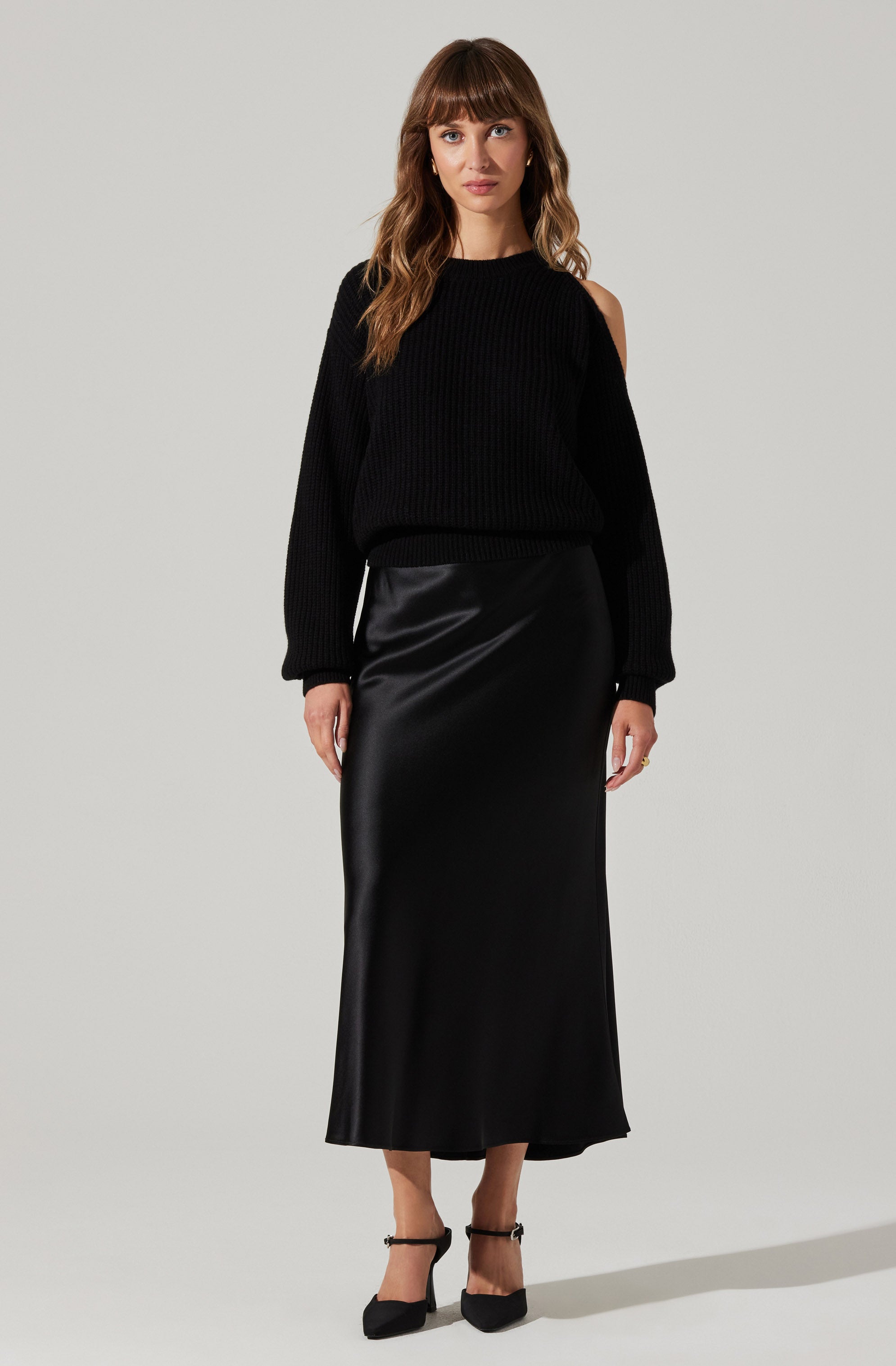 Millicent Ribbed Cold Shoulder Sweater