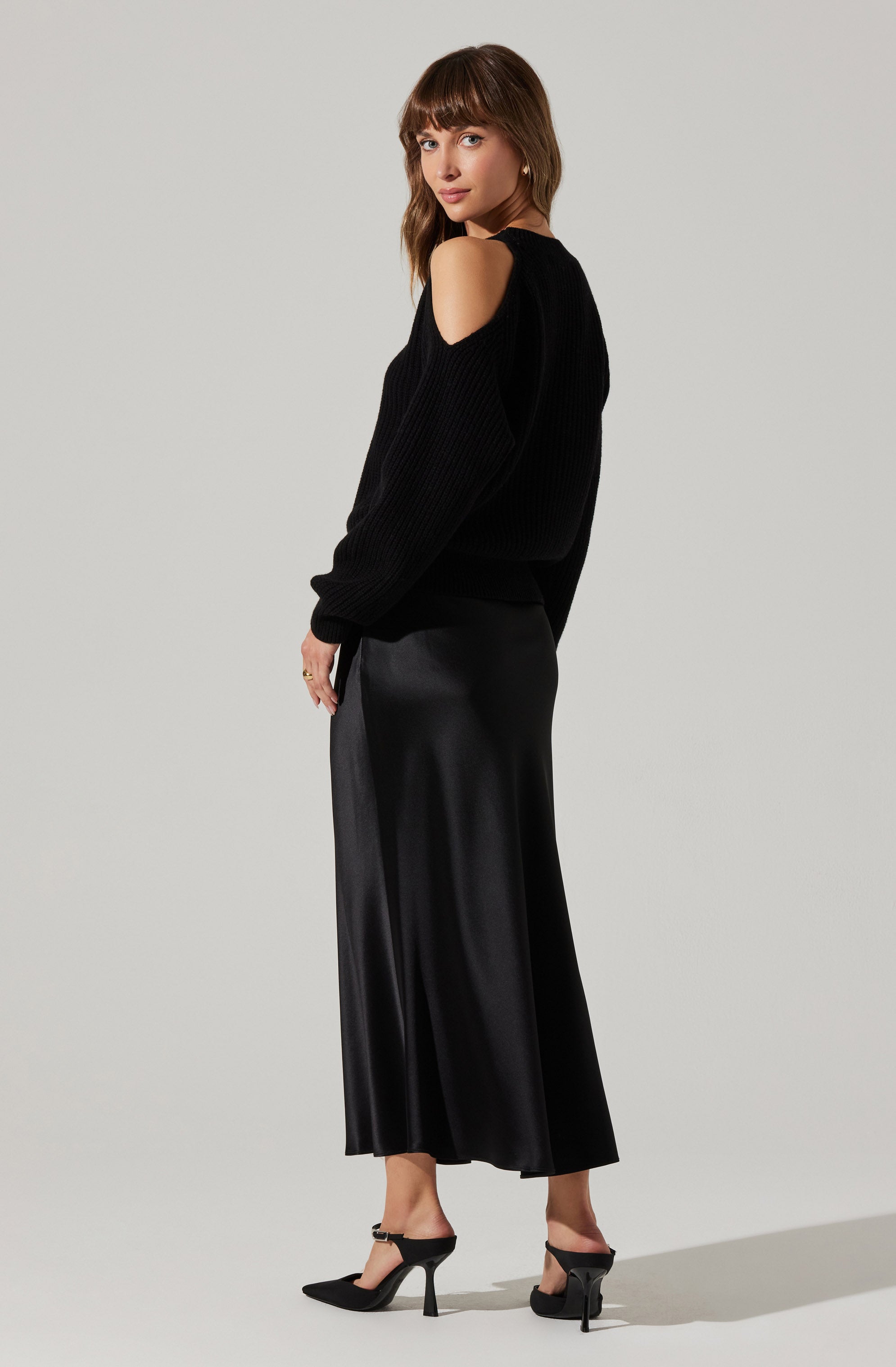 Millicent Ribbed Cold Shoulder Sweater