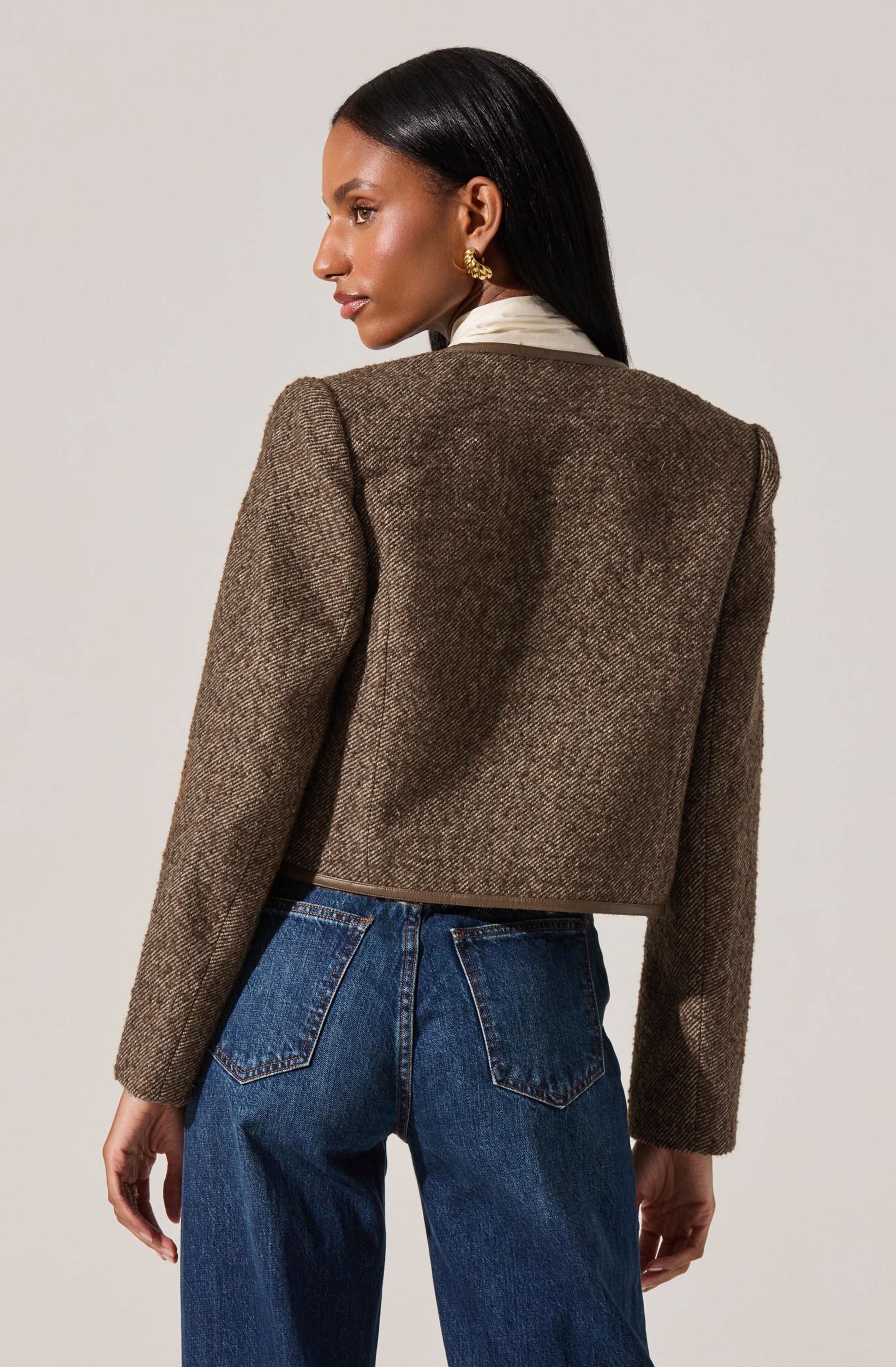 Chiara Faux Leather Trim Jacket