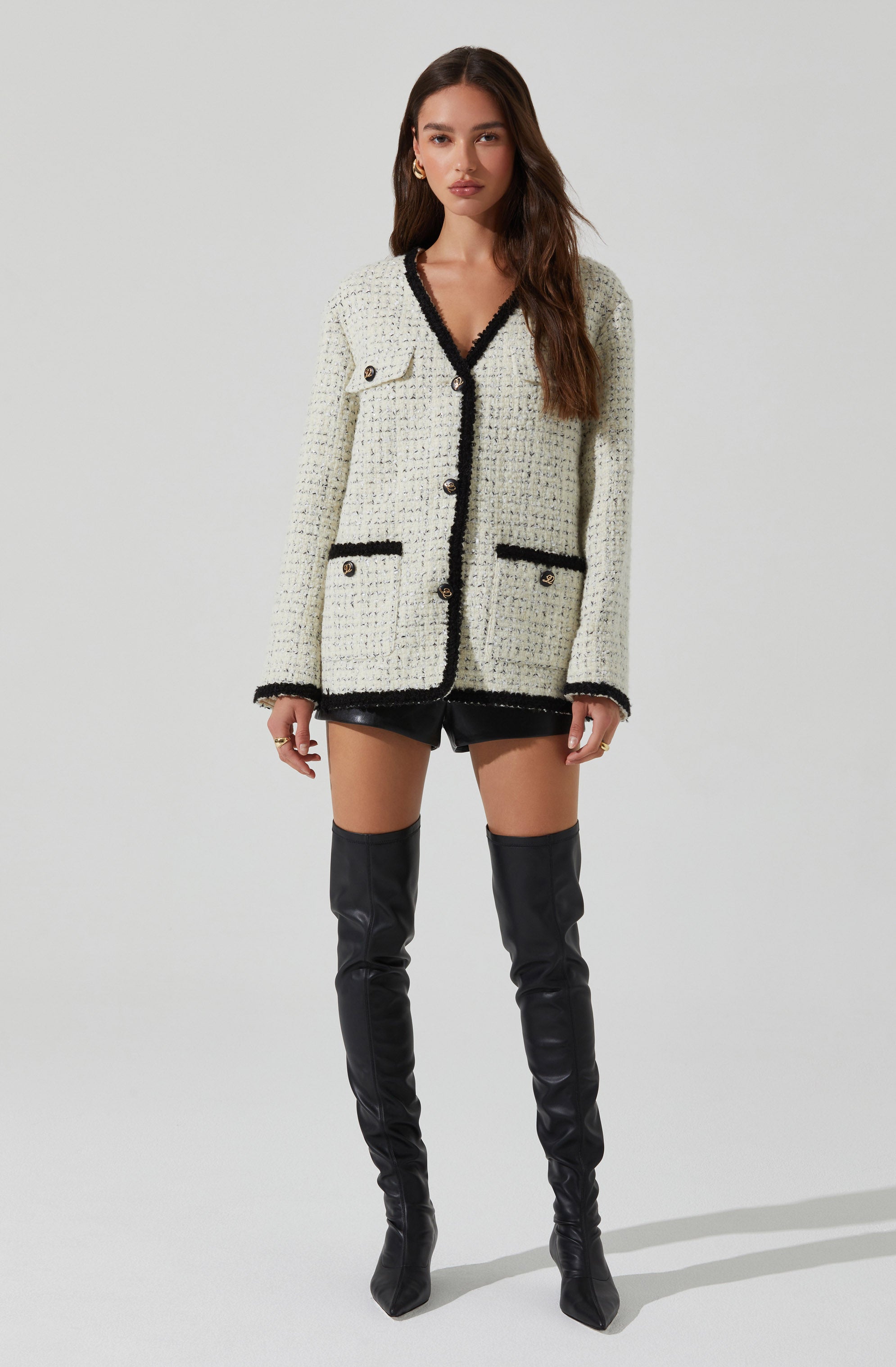 Editha Contrast Tweed Coat