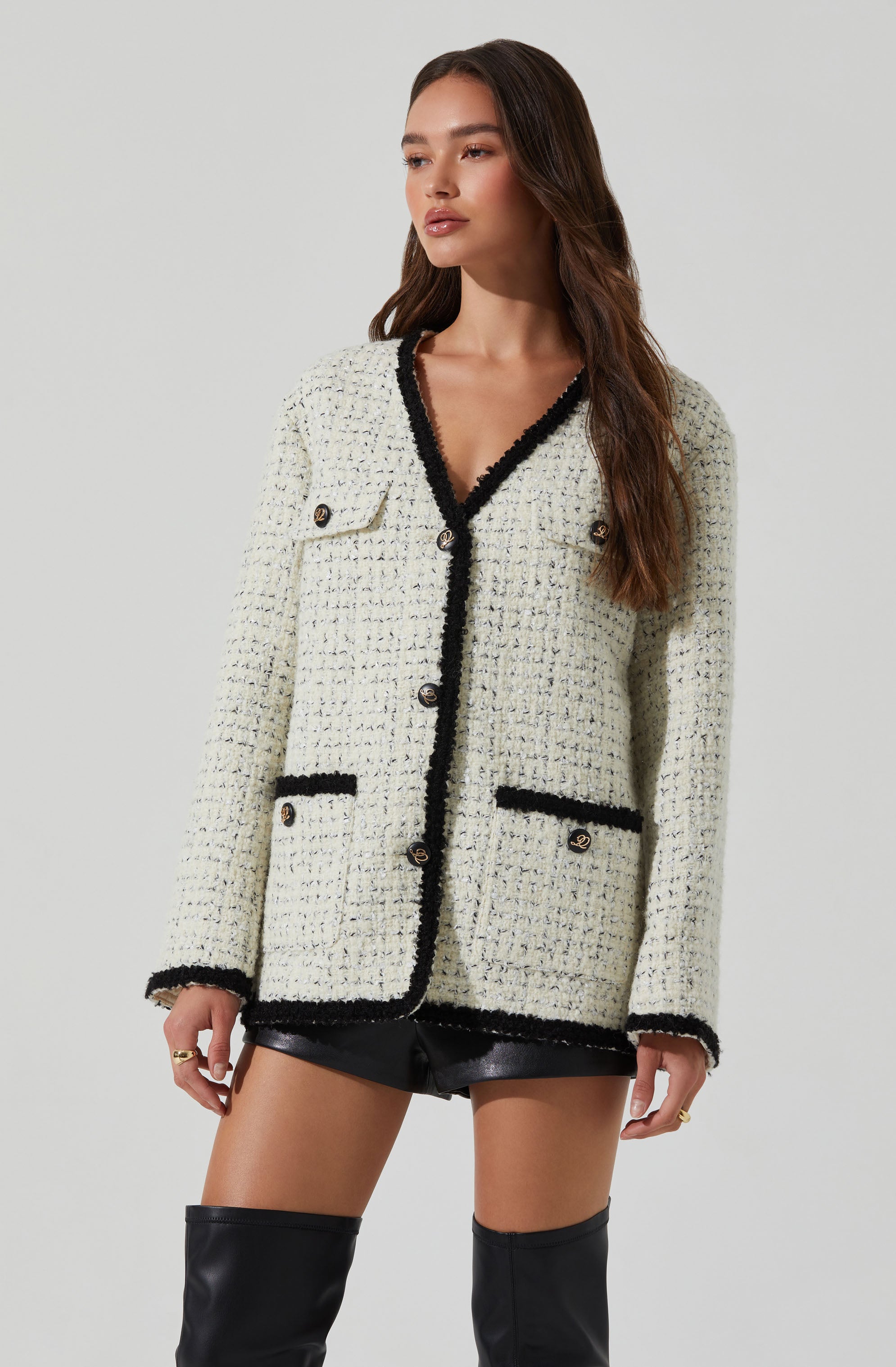 Editha Contrast Tweed Coat