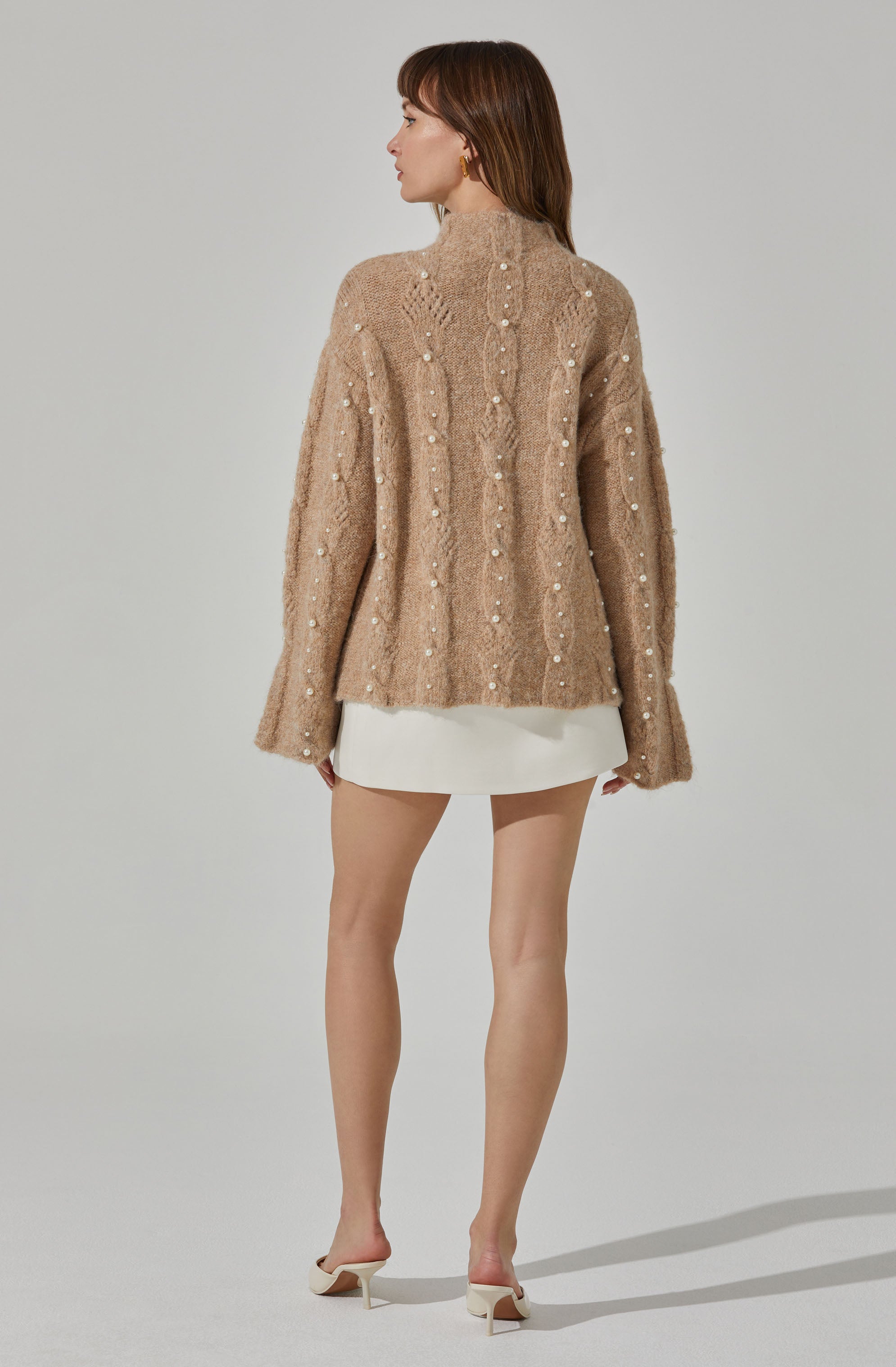 Kit Pearl Cable Knit Sweater