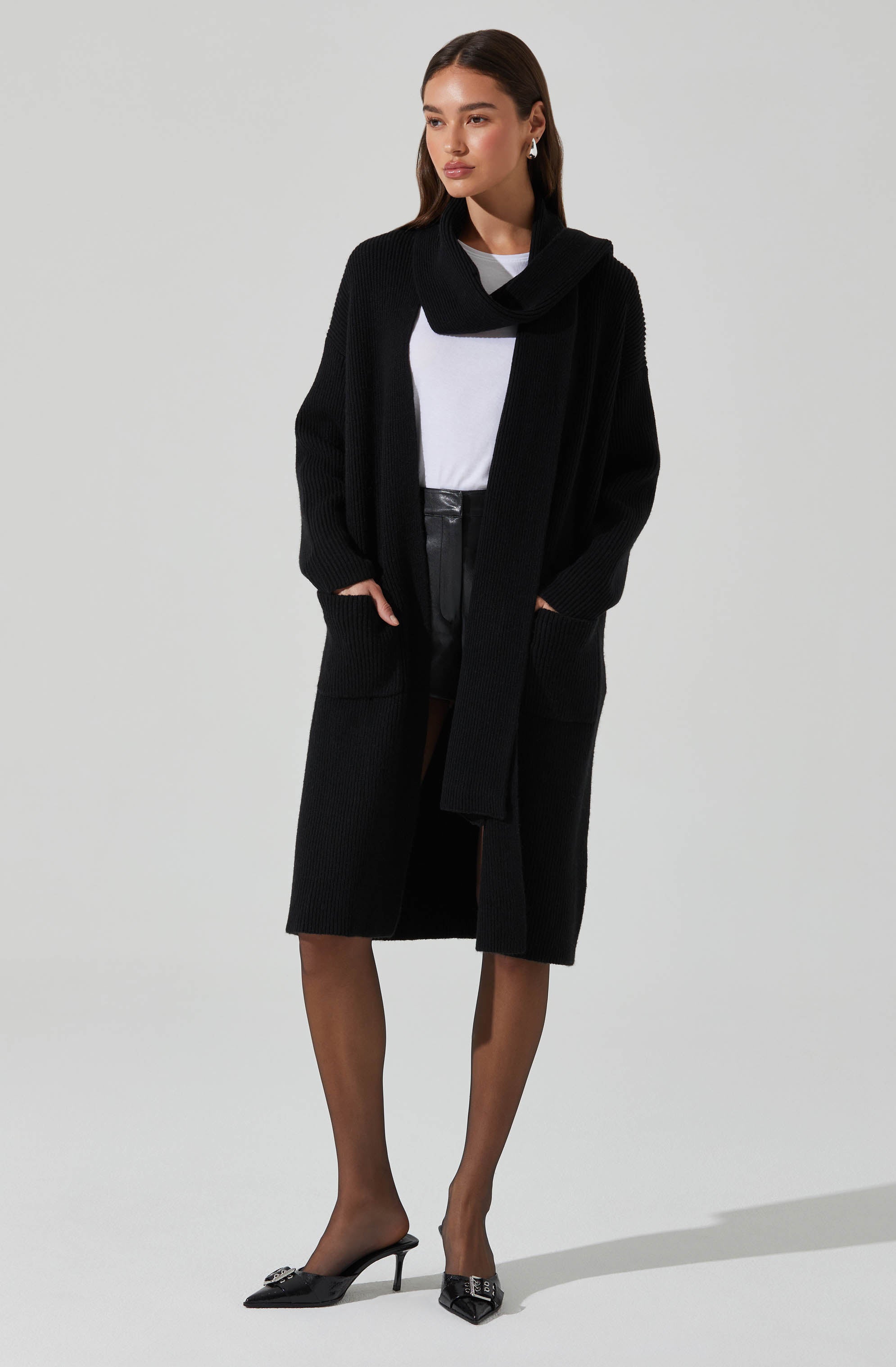 Noemi Ribbed Scarf Cardigan