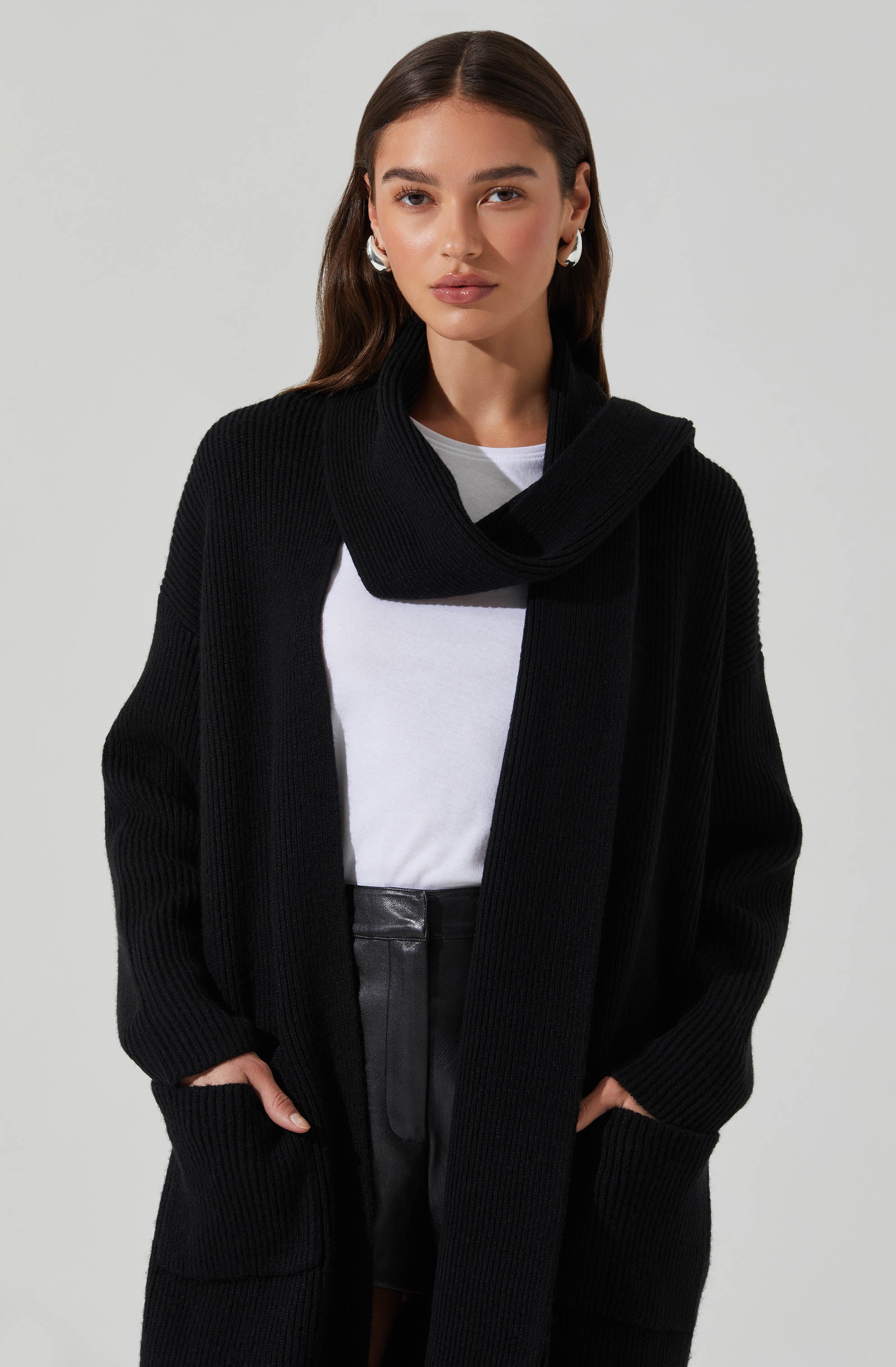 Noemi Ribbed Scarf Cardigan