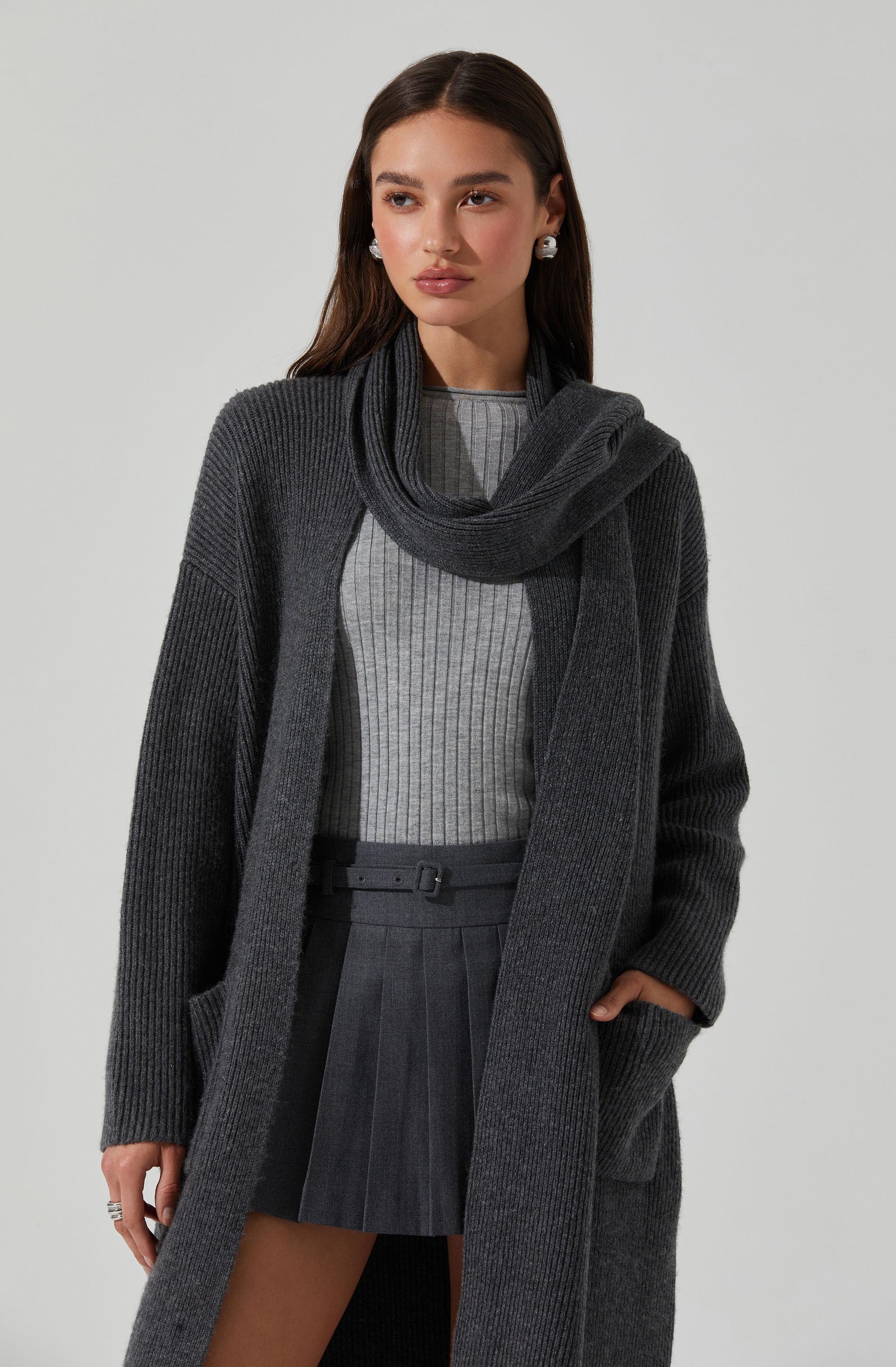 Noemi Ribbed Scarf Cardigan