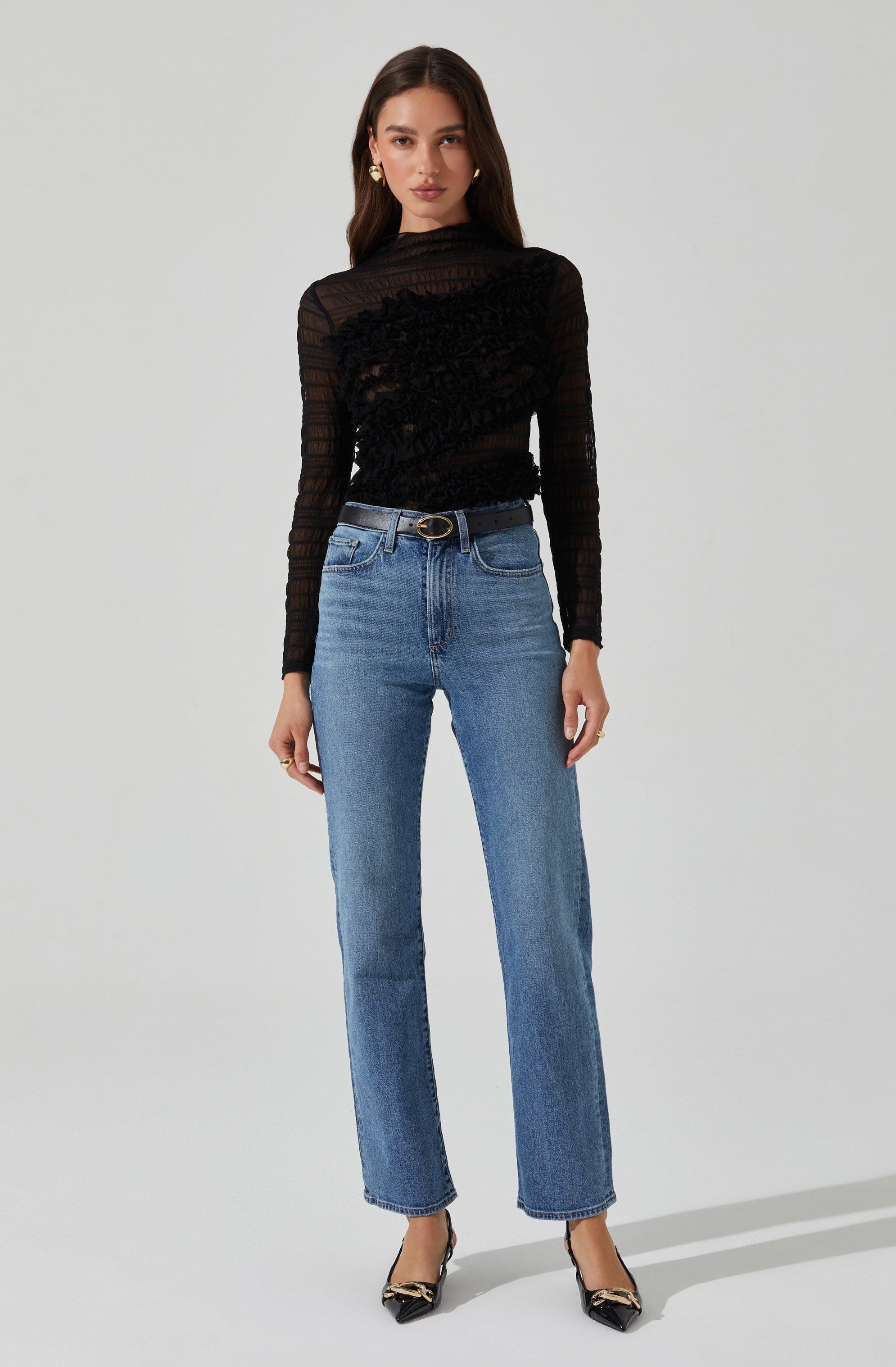 Owena Sheer 3D Ruffle Top