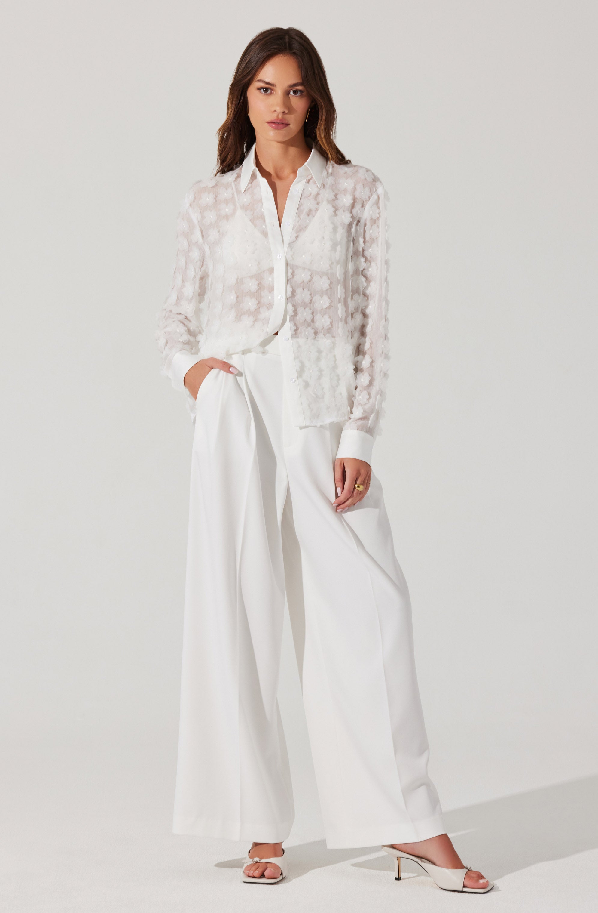 Ioannis 3D Floral Appliqué Shirt