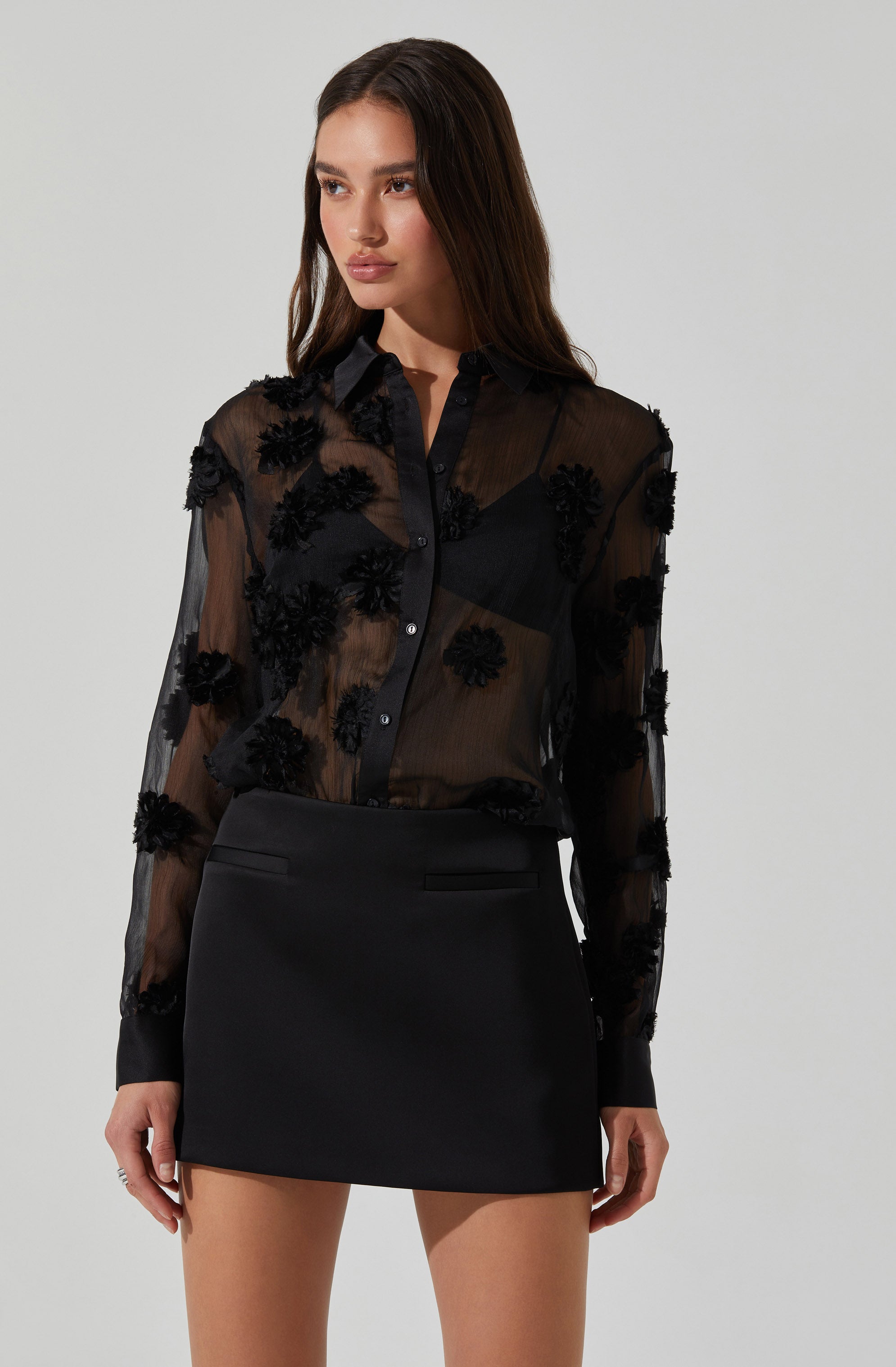 Ioannis Sheer 3D Floral Shirt