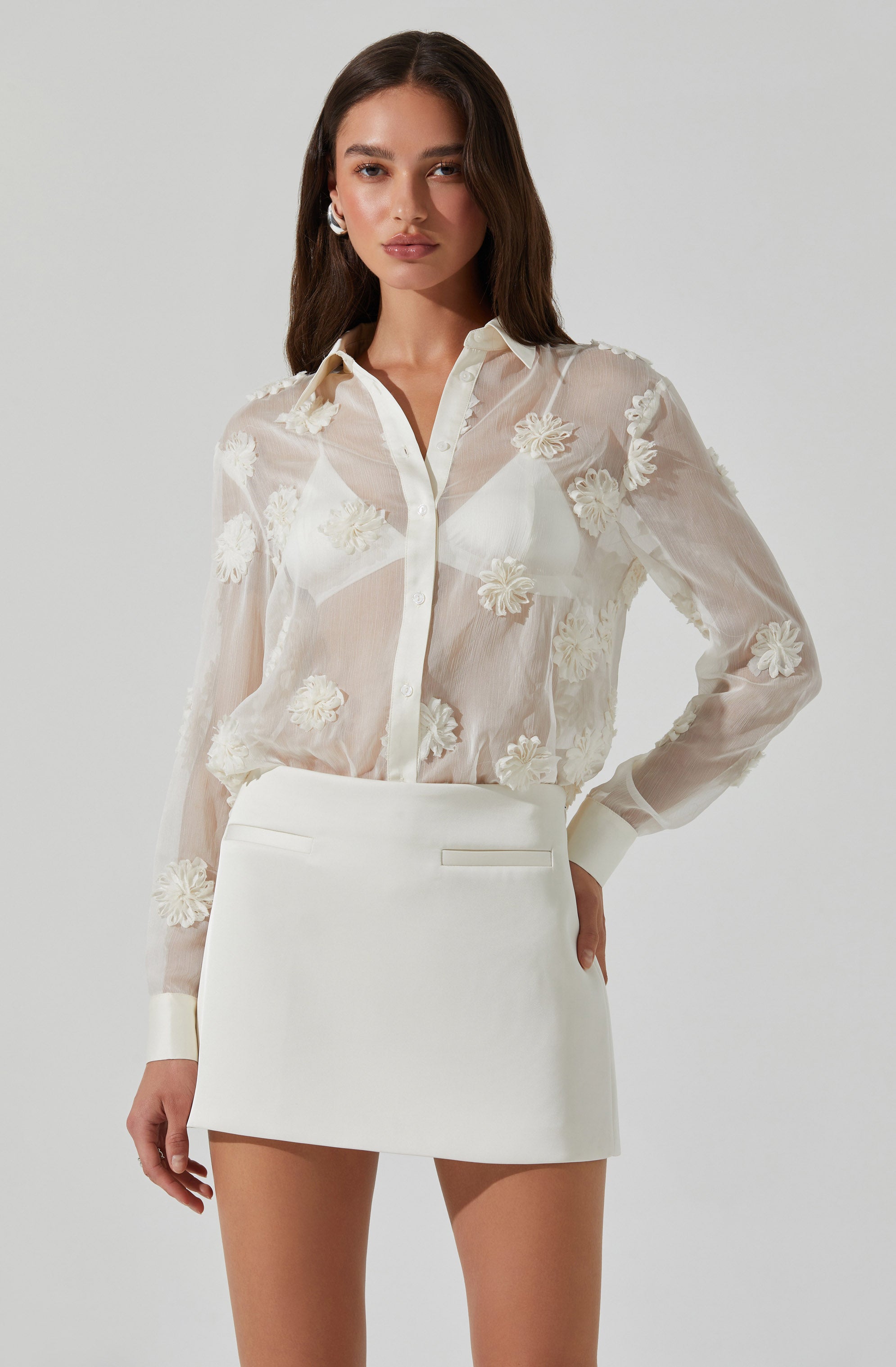 Ioannis Sheer 3D Floral Shirt