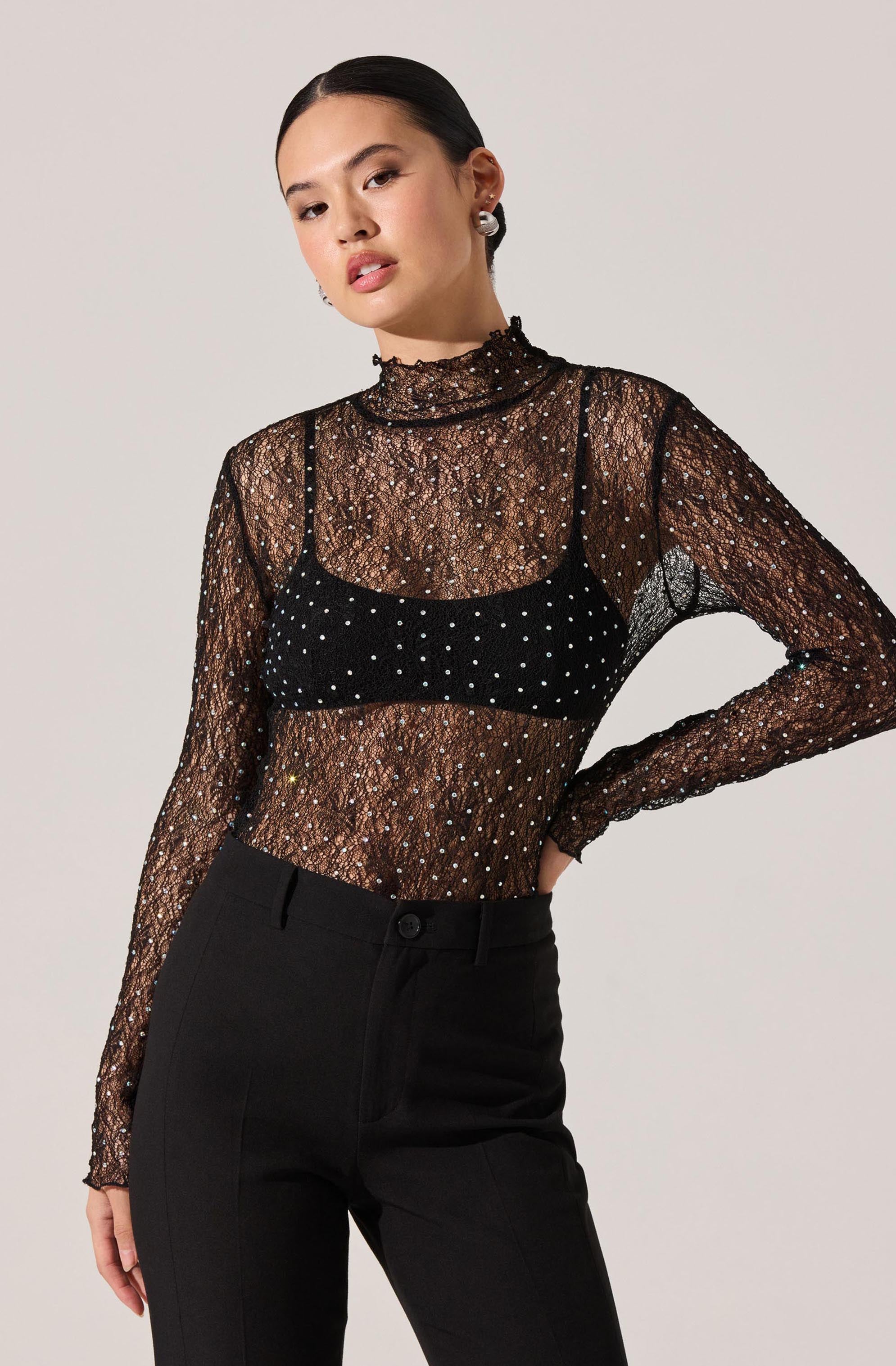 Kyra Rhinestone Lace Top