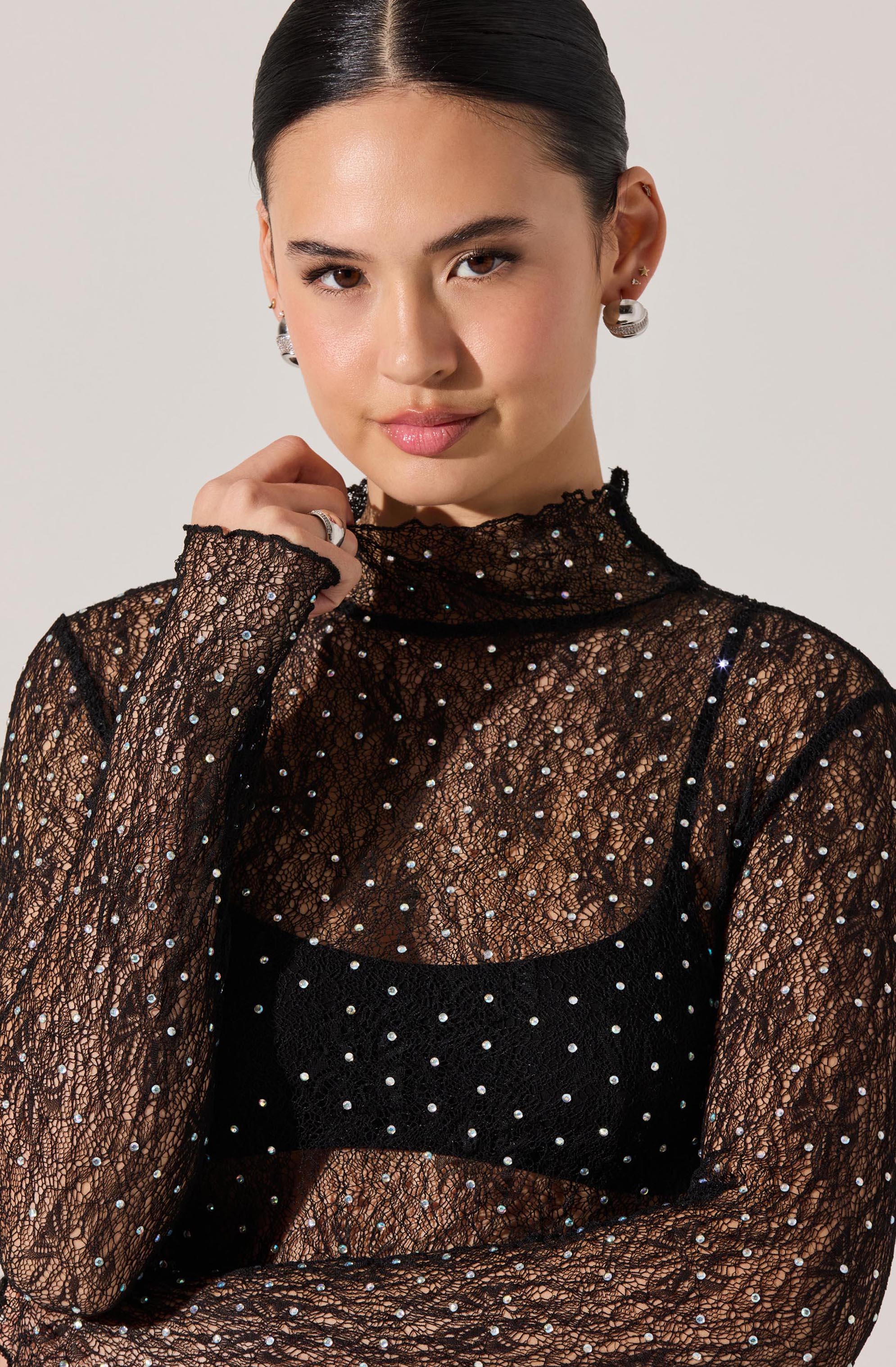 Kyra Rhinestone Lace Top