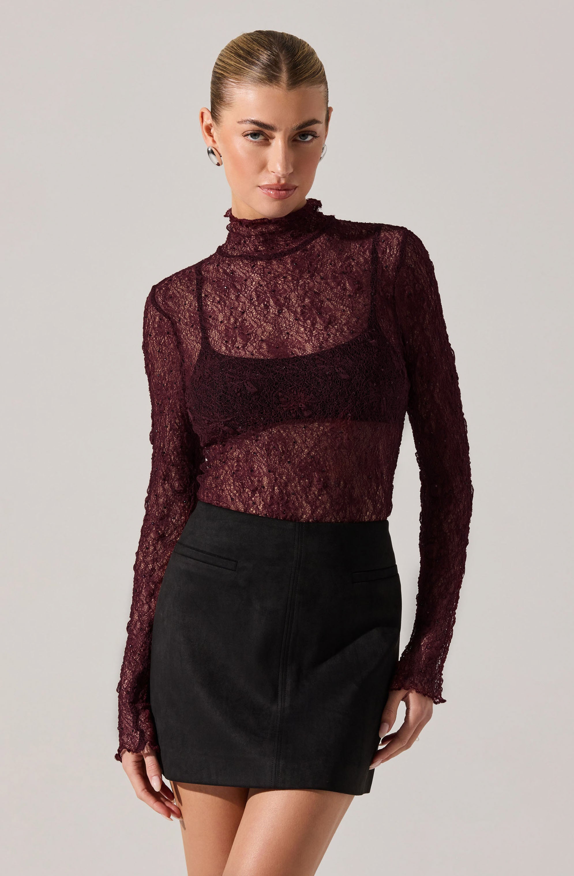 Kyra Rhinestone Lace Top