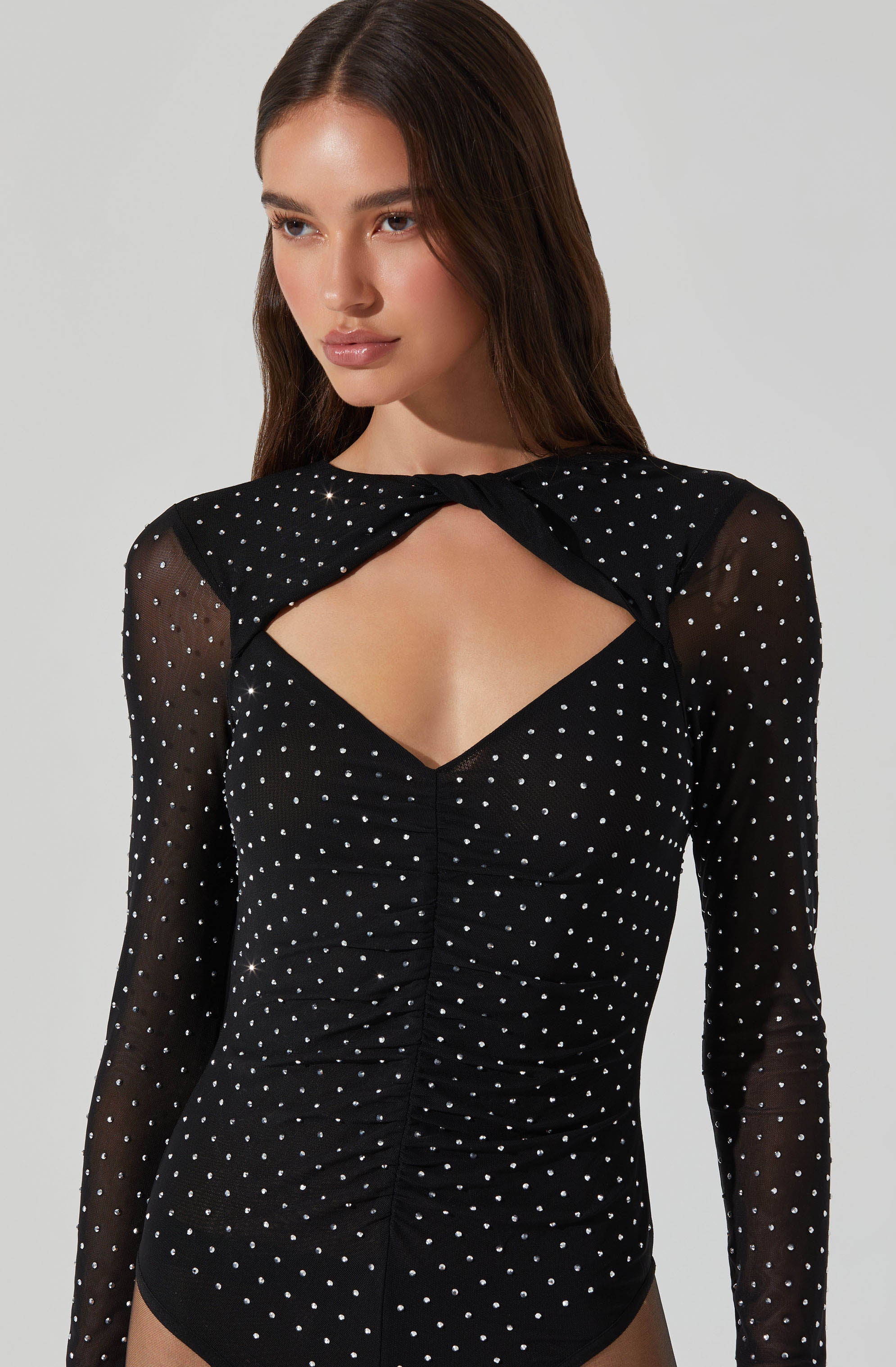 Ancira Rhinestone Mesh Bodysuit