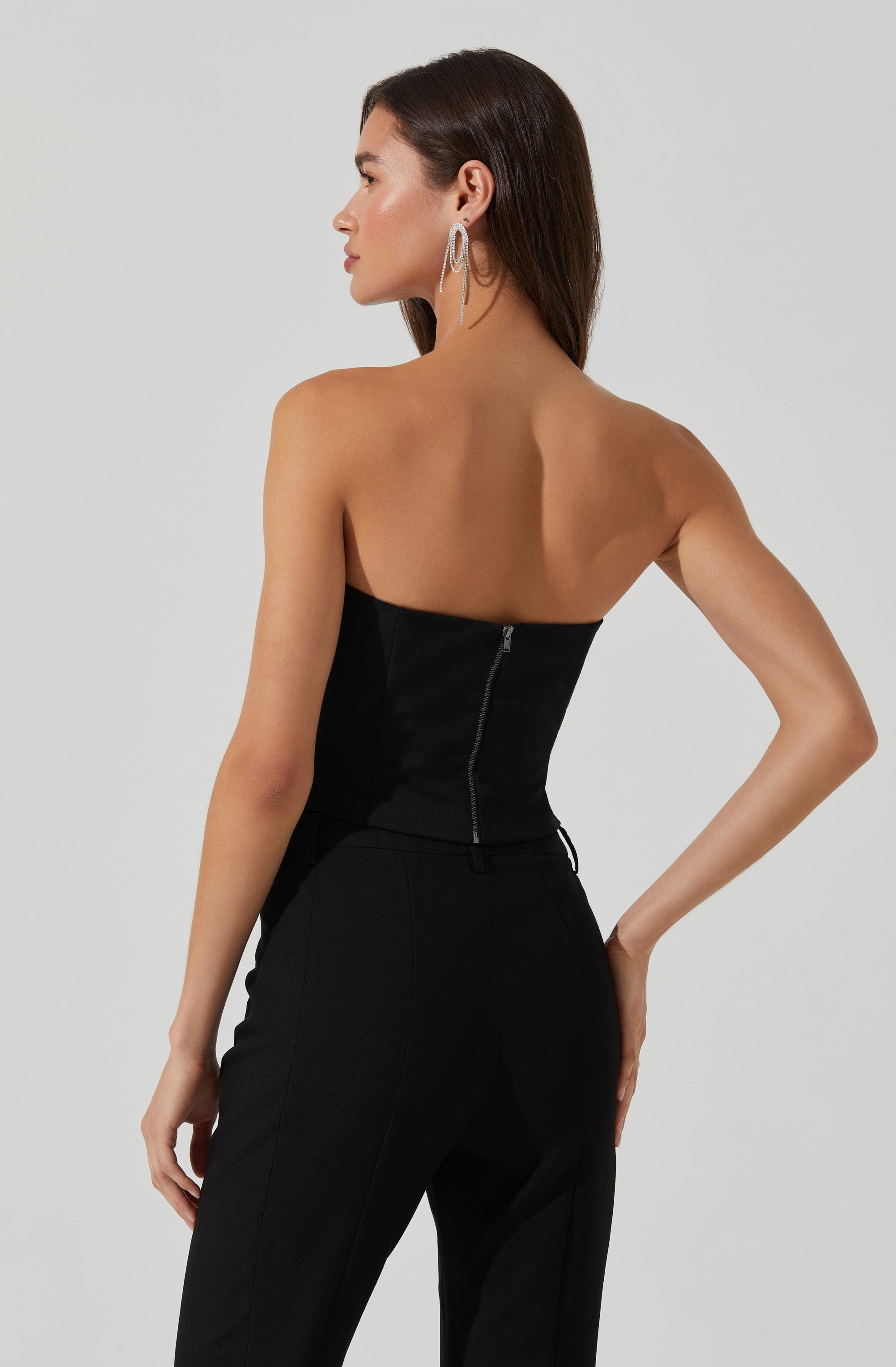 Amell Strapless Rhinestone Trim Top