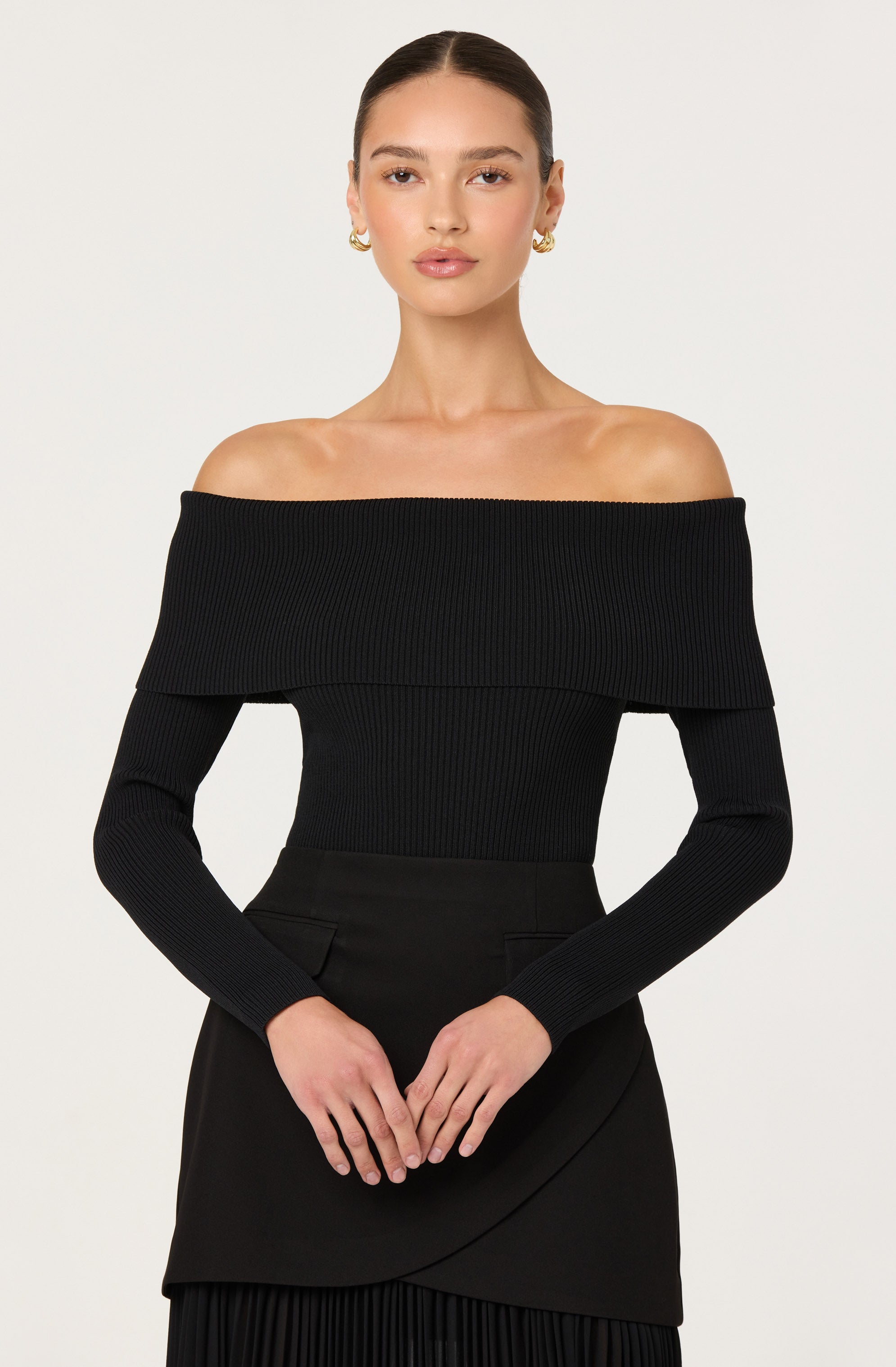 Lidia Ribbed Off Shoulder Sweater