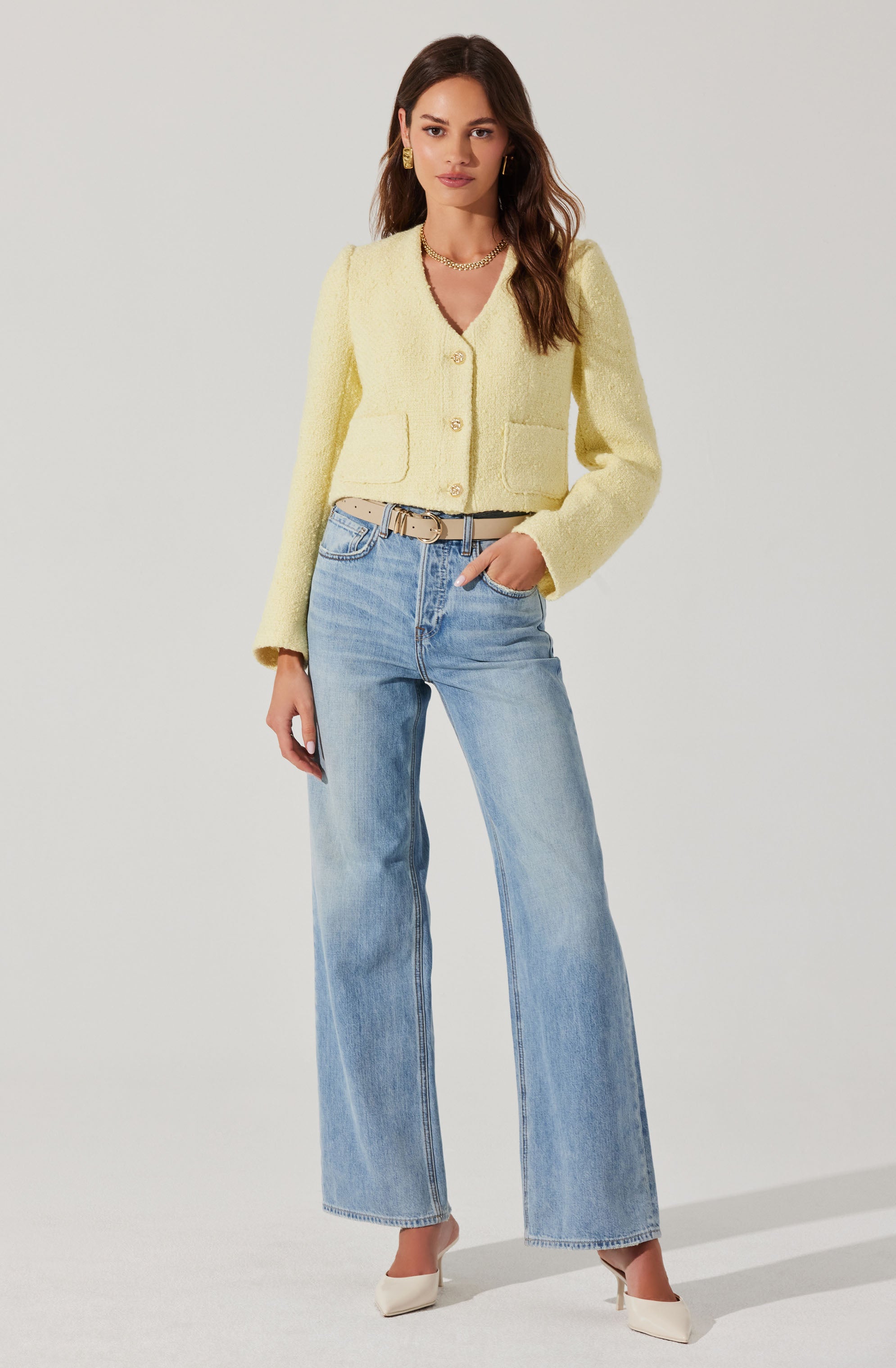 Marleigh V-Neck Tweed Jacket