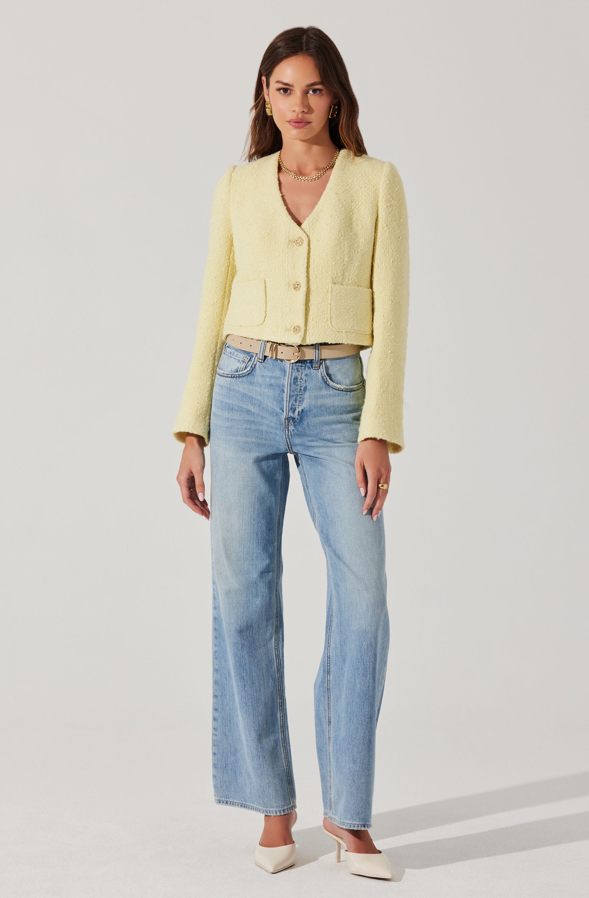 Marleigh V-Neck Tweed Jacket