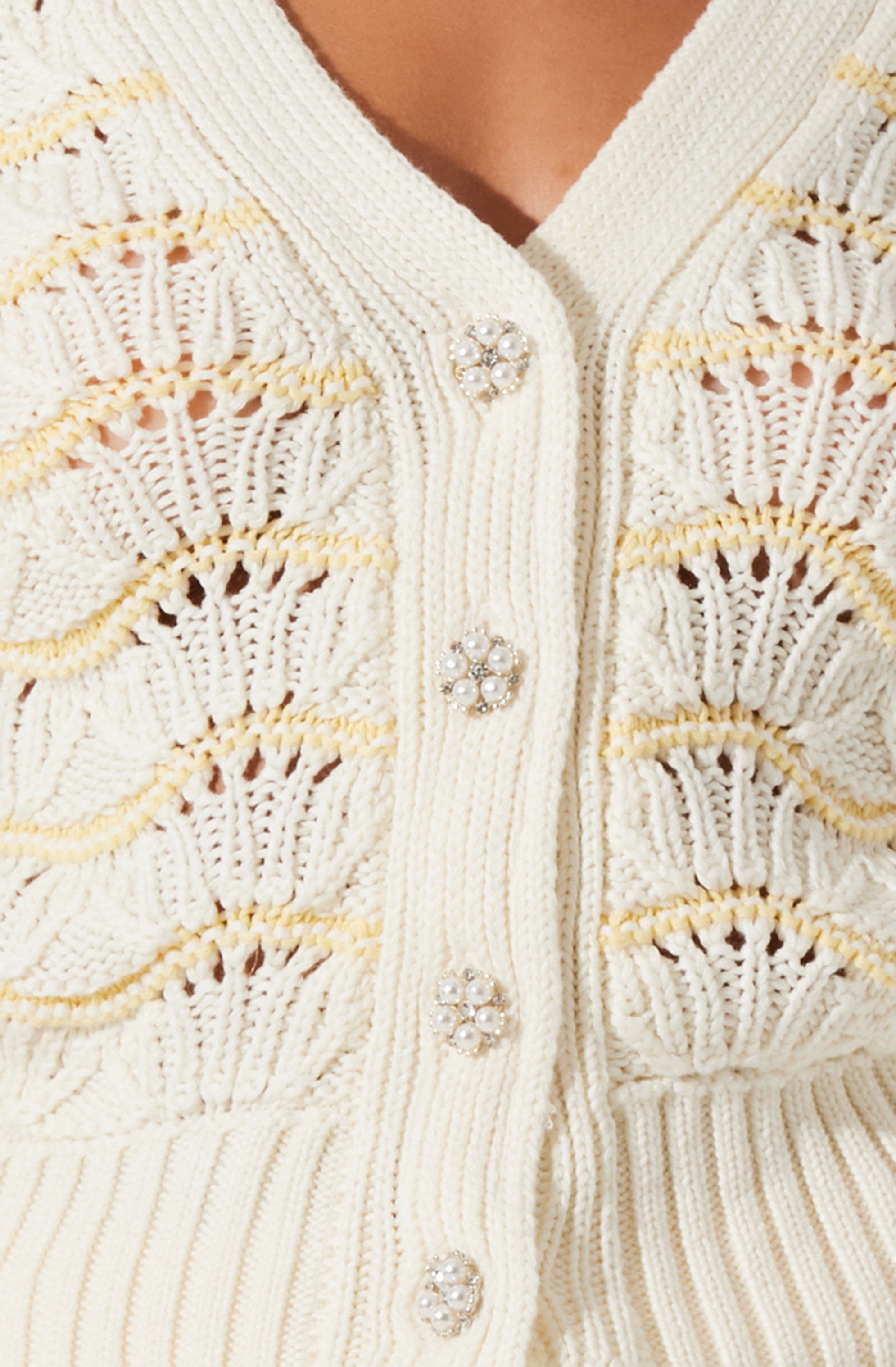 Janira Wavy Stripe Pointelle Cardigan