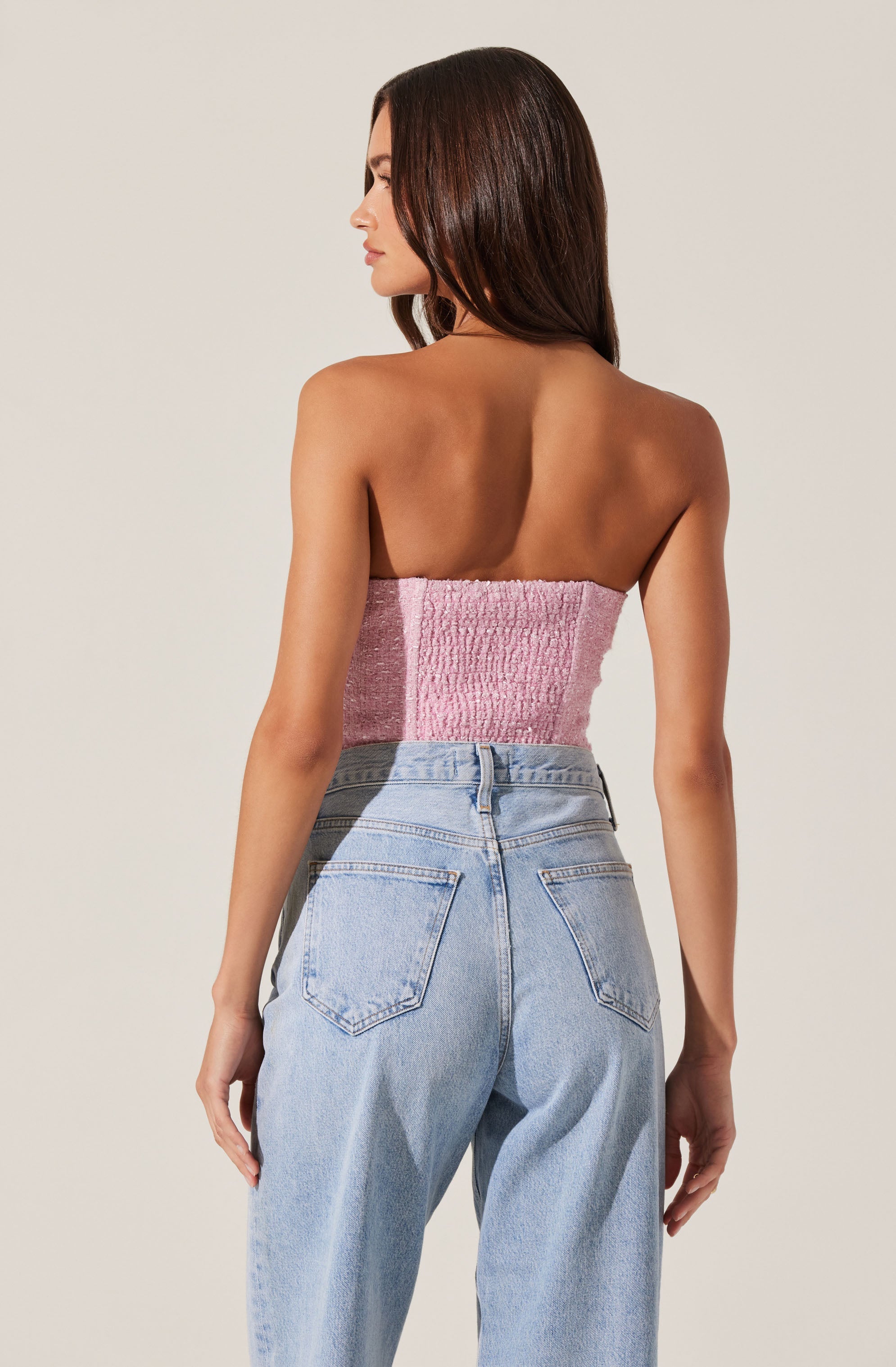 Indie Strapless Tweed Bustier Top