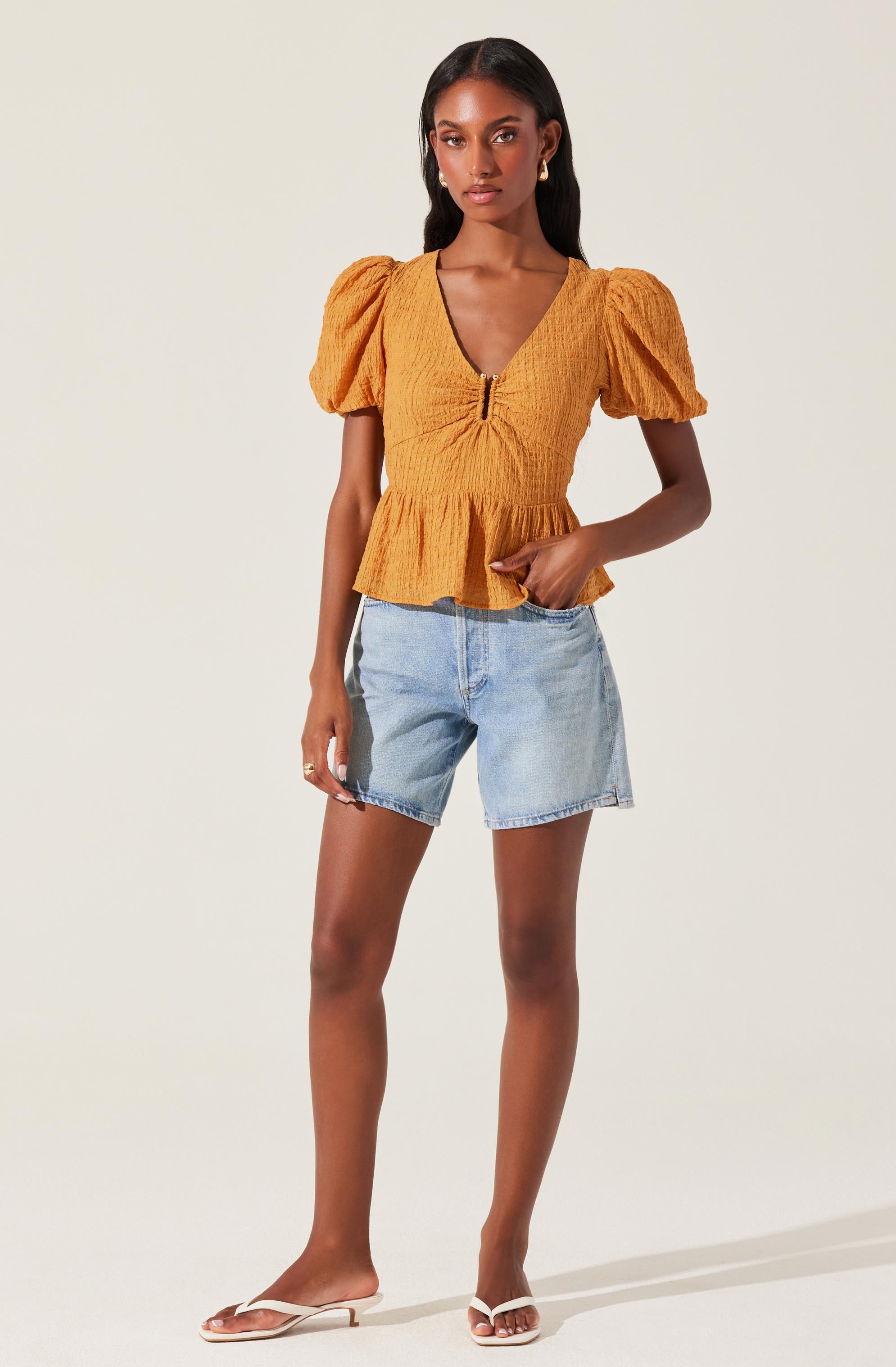 Mylah Puff Sleeve Peplum Top
