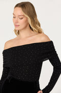 Kylin Off Shoulder Rhinestone Sweater