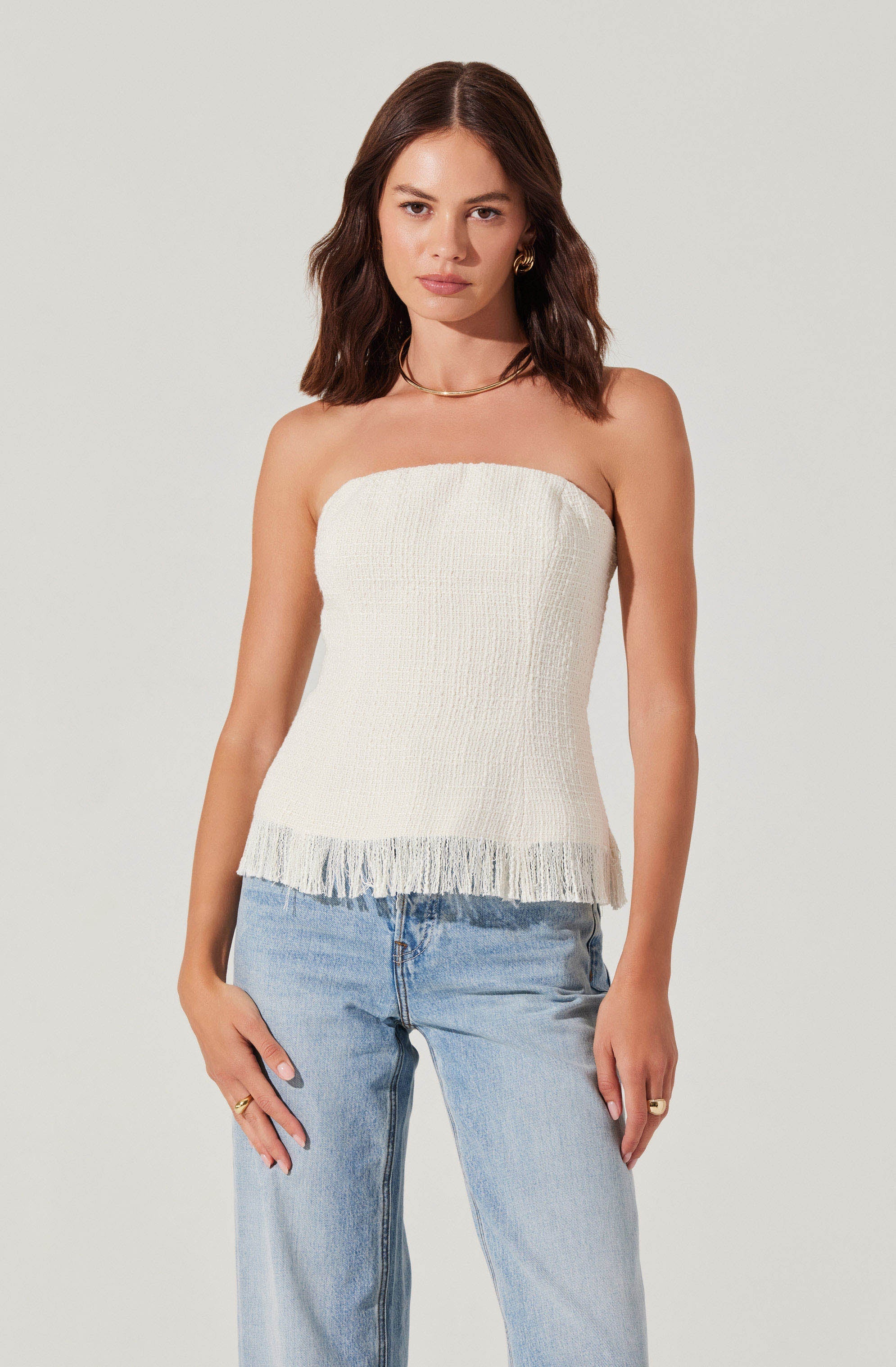 Lorene Tweed Strapless Top