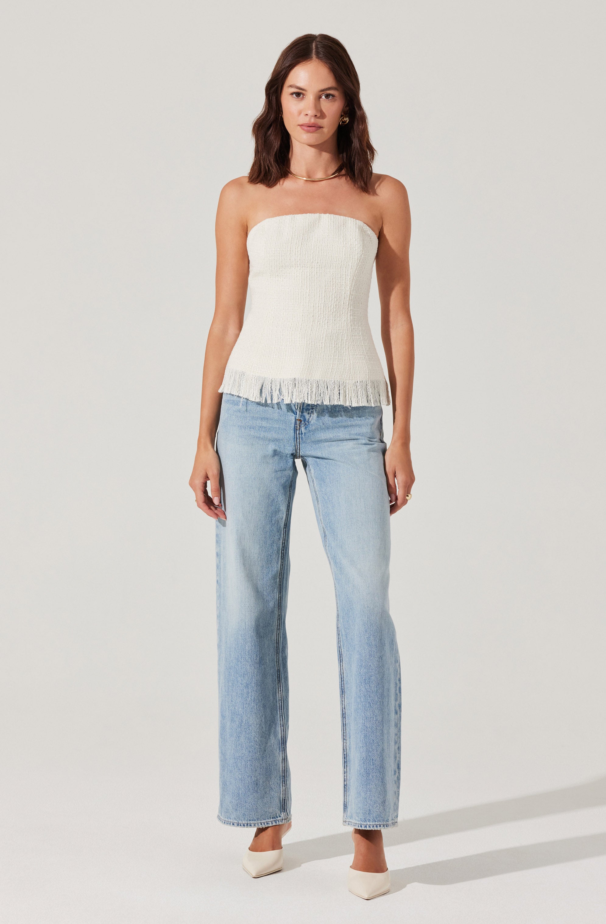 Lorene Tweed Strapless Top