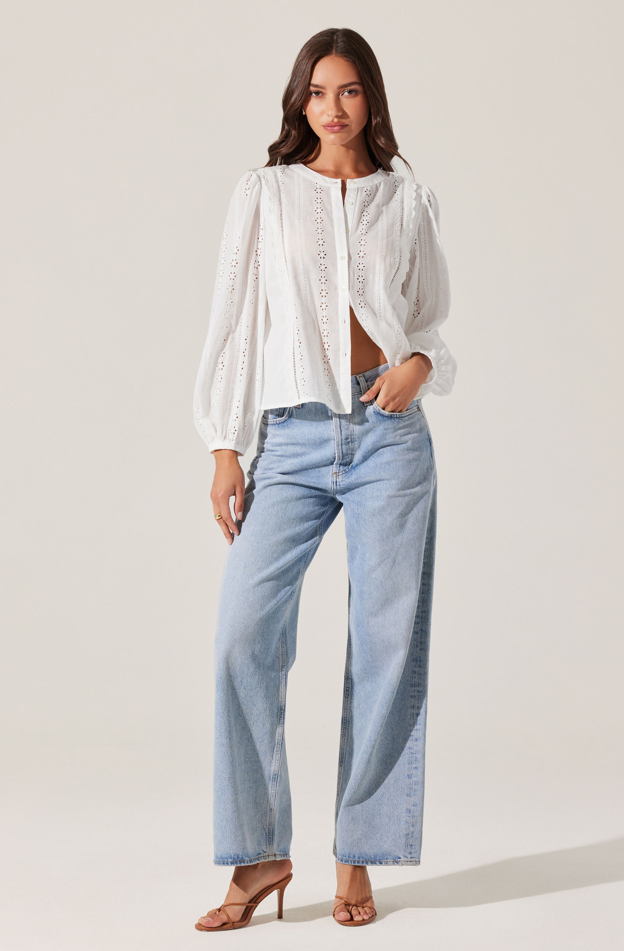 Aneska Broderie Button Up Top