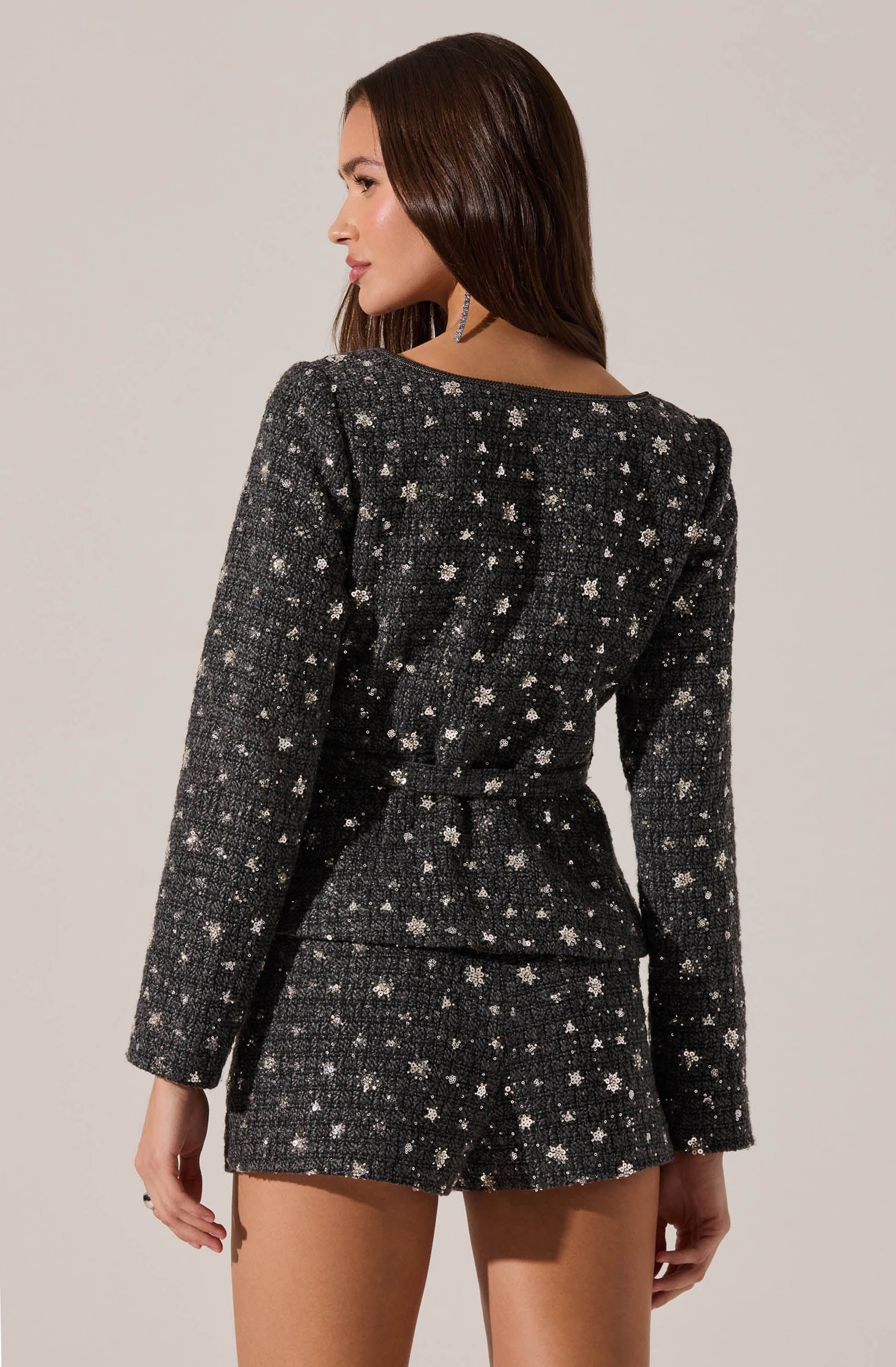 Carolyn Embellished Pleated Belted Blazer