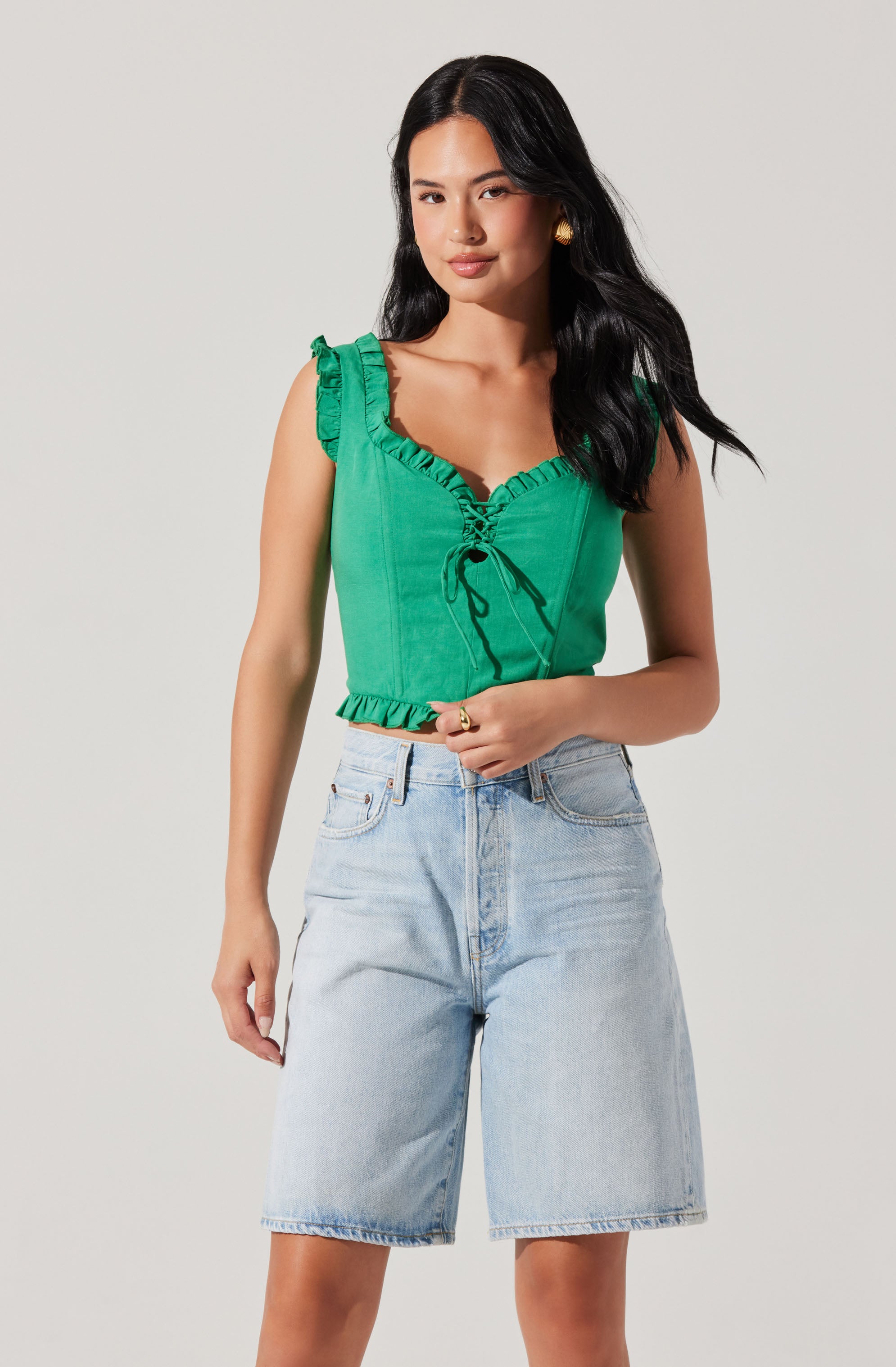 Raelyn Ruffle Trim Corset Top