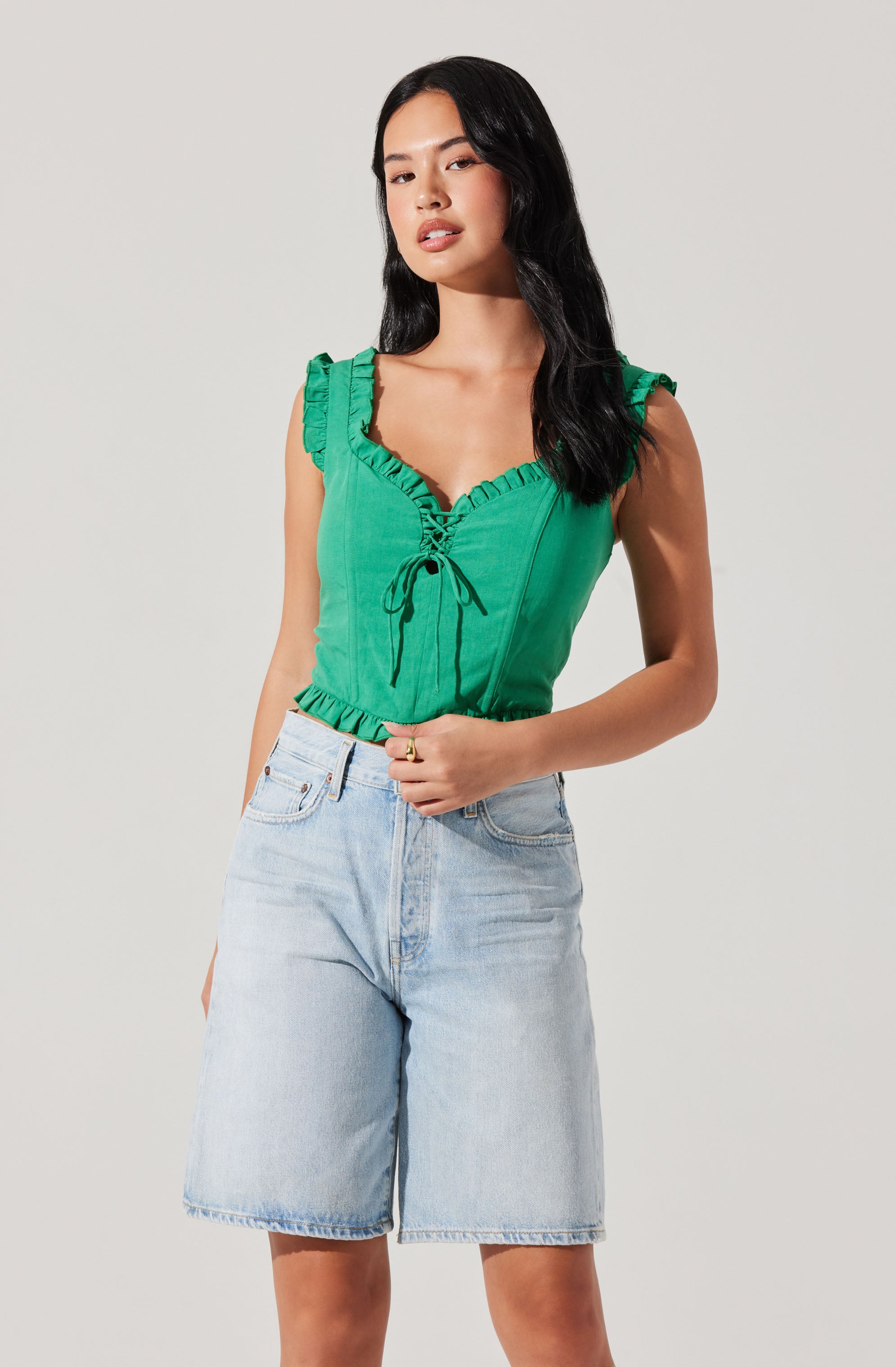 Raelyn Ruffle Trim Corset Top