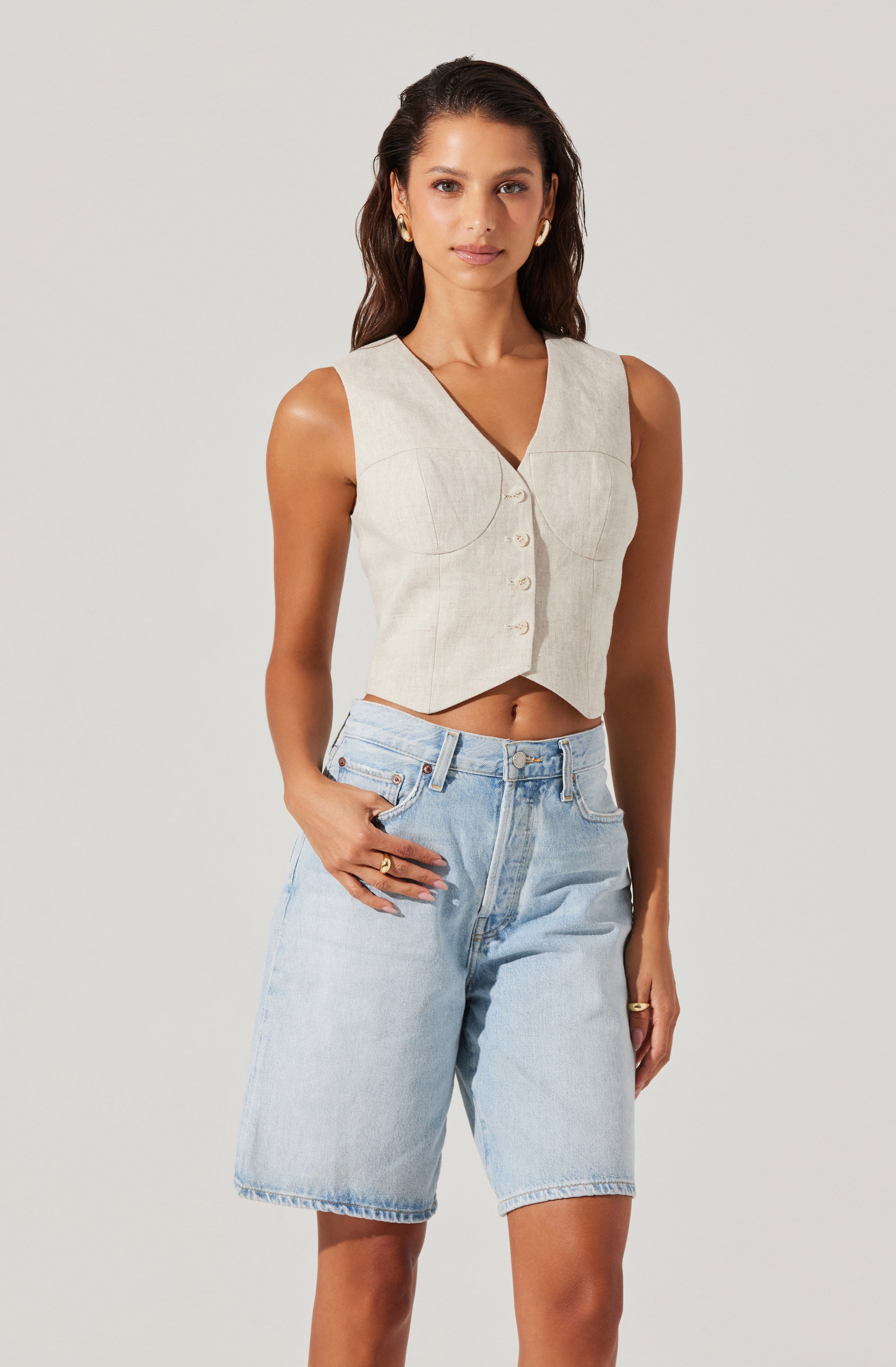 Ossa Linen Cropped Vest