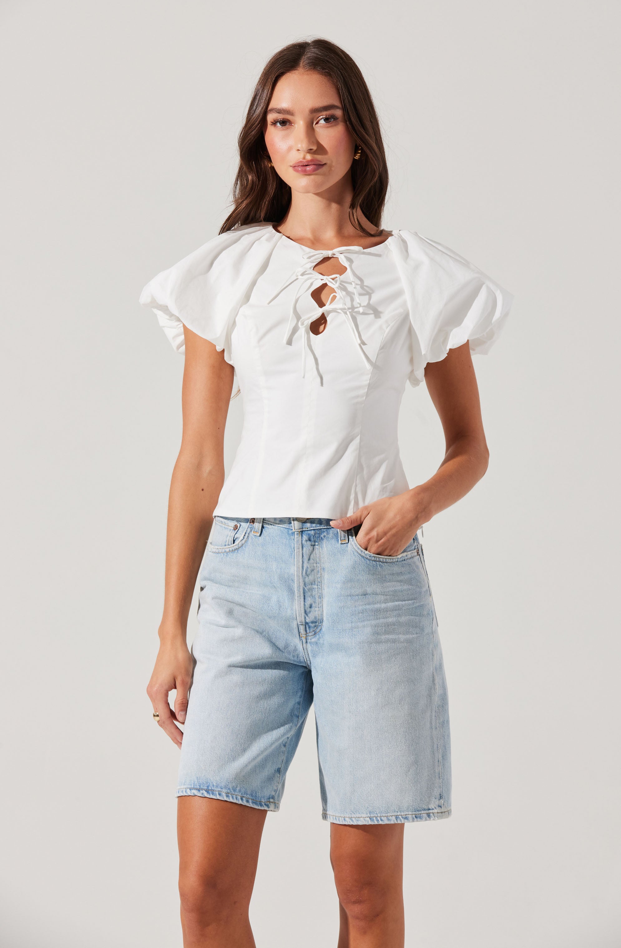 Aine Poplin Puff Sleeve Top