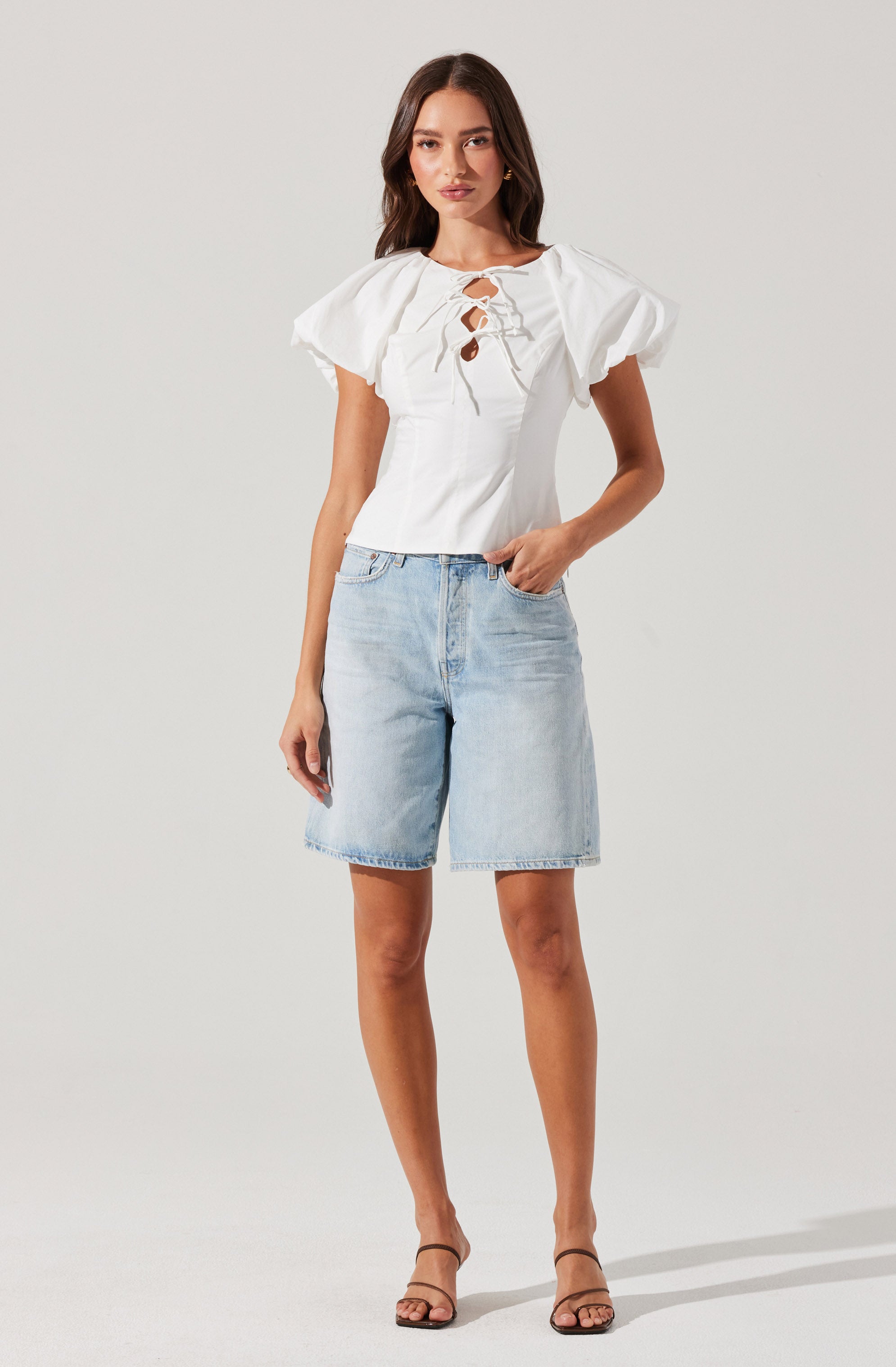 Aine Poplin Puff Sleeve Top