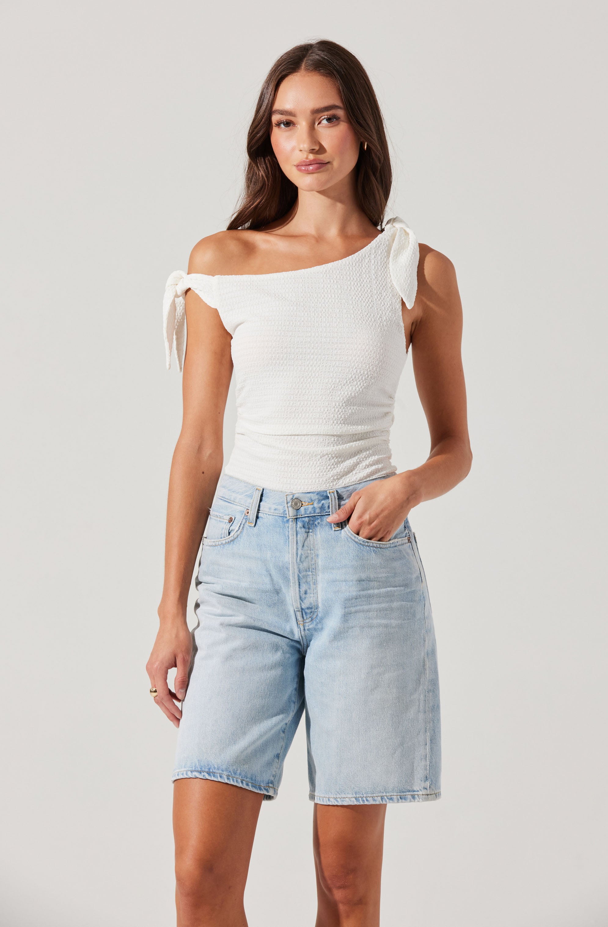 Lora Textured Off Shoulder Top