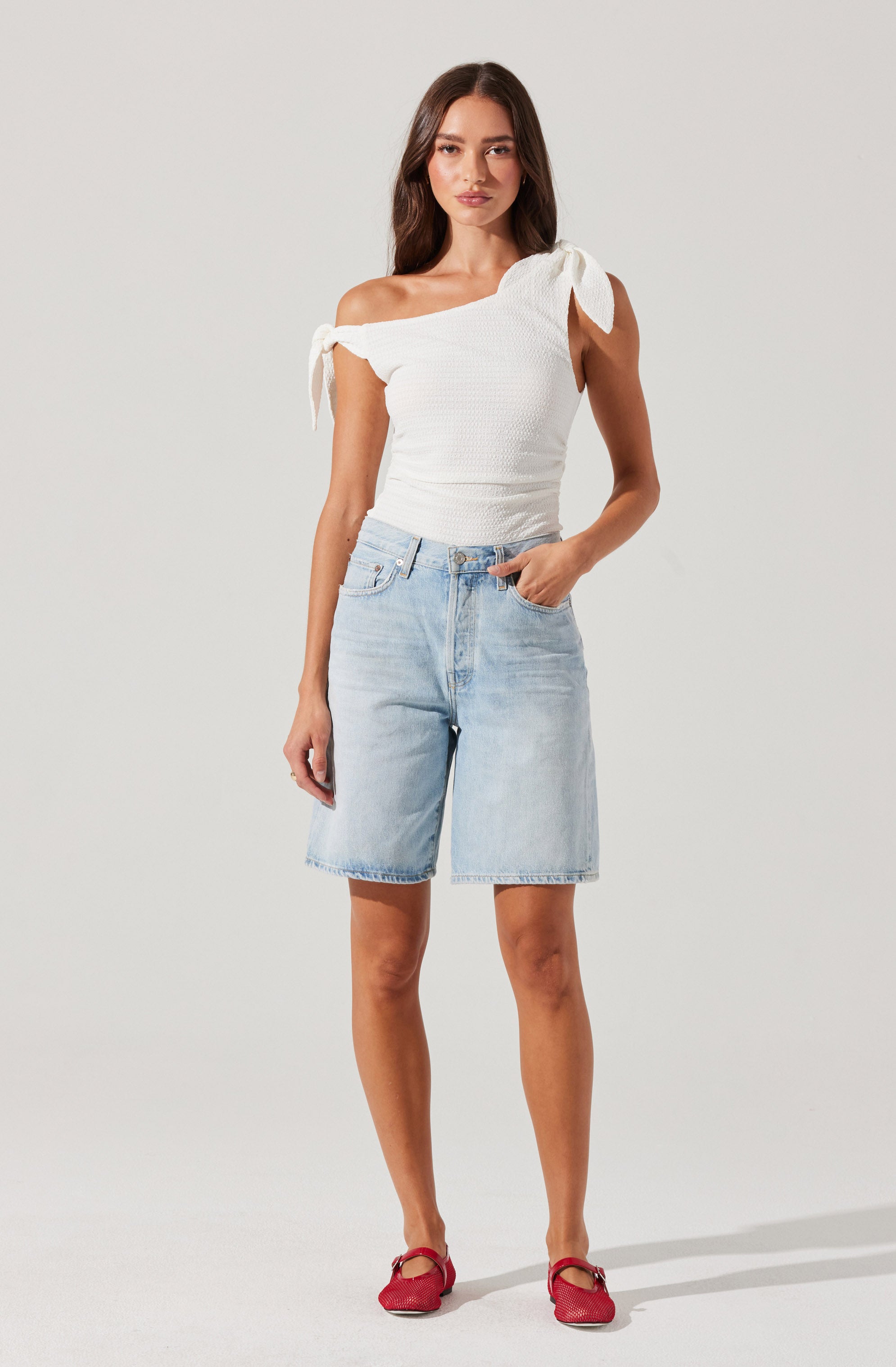 Lora Textured Off Shoulder Top