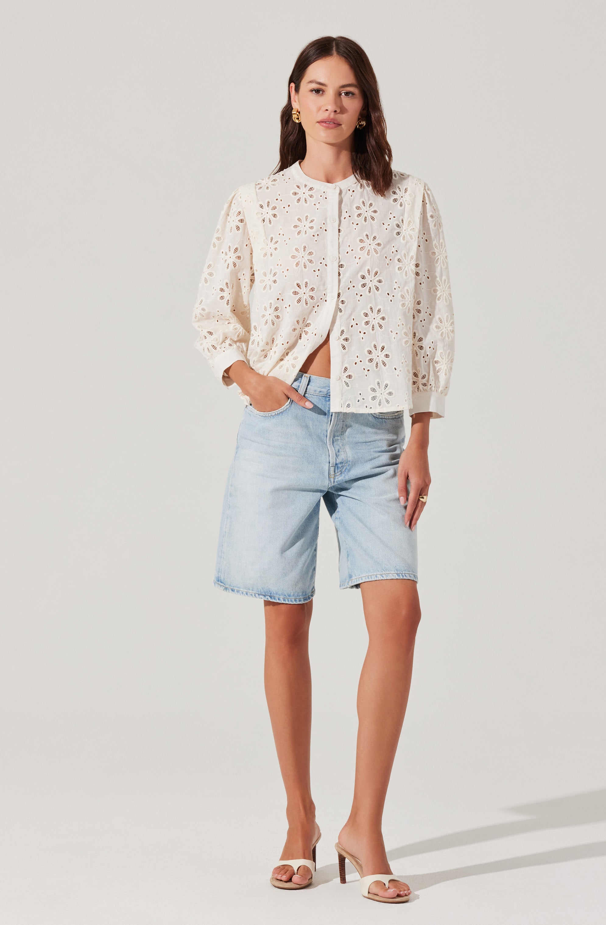 Savanna Eyelet Button Up Top