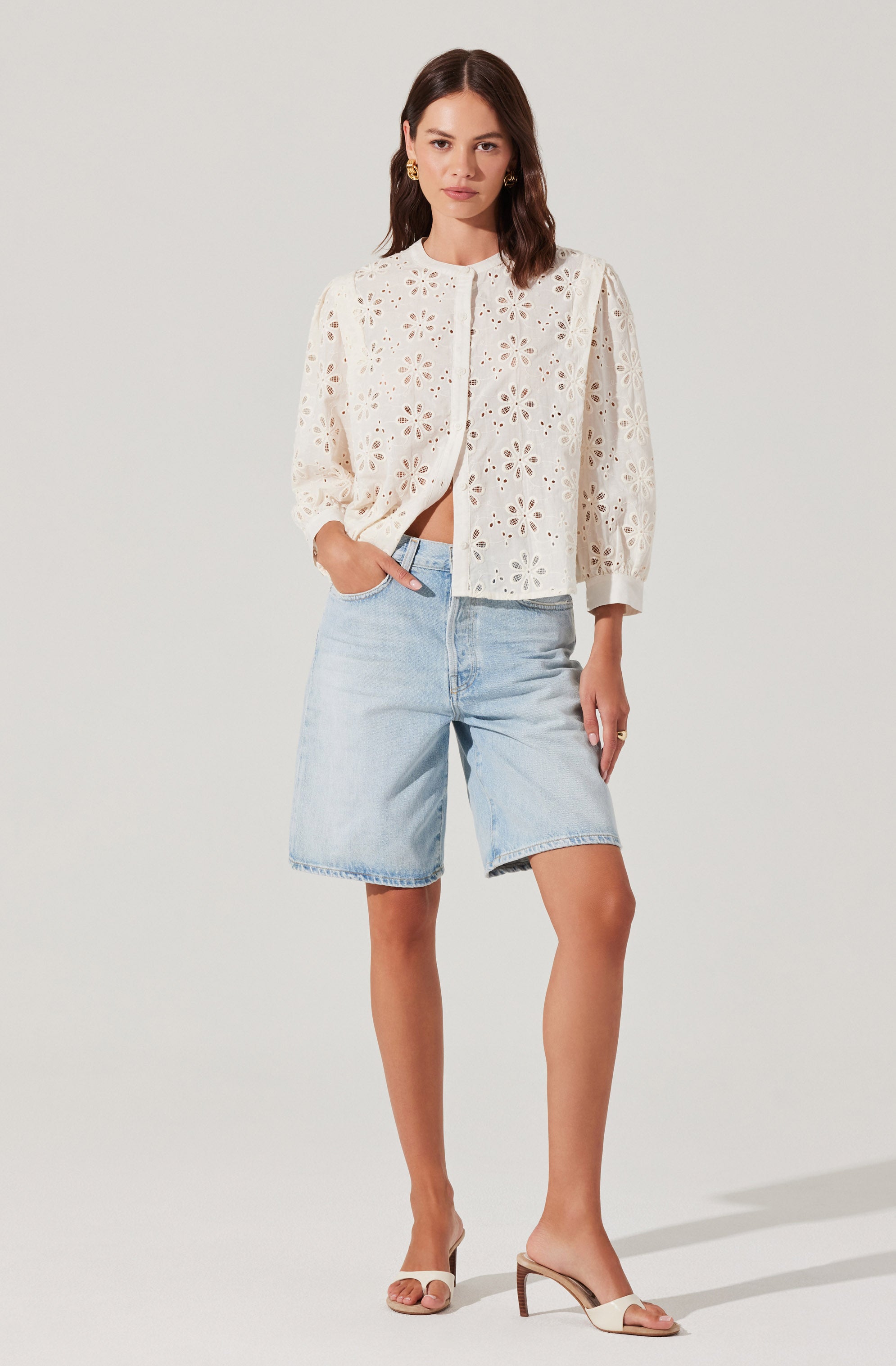 Savanna Eyelet Button Up Top