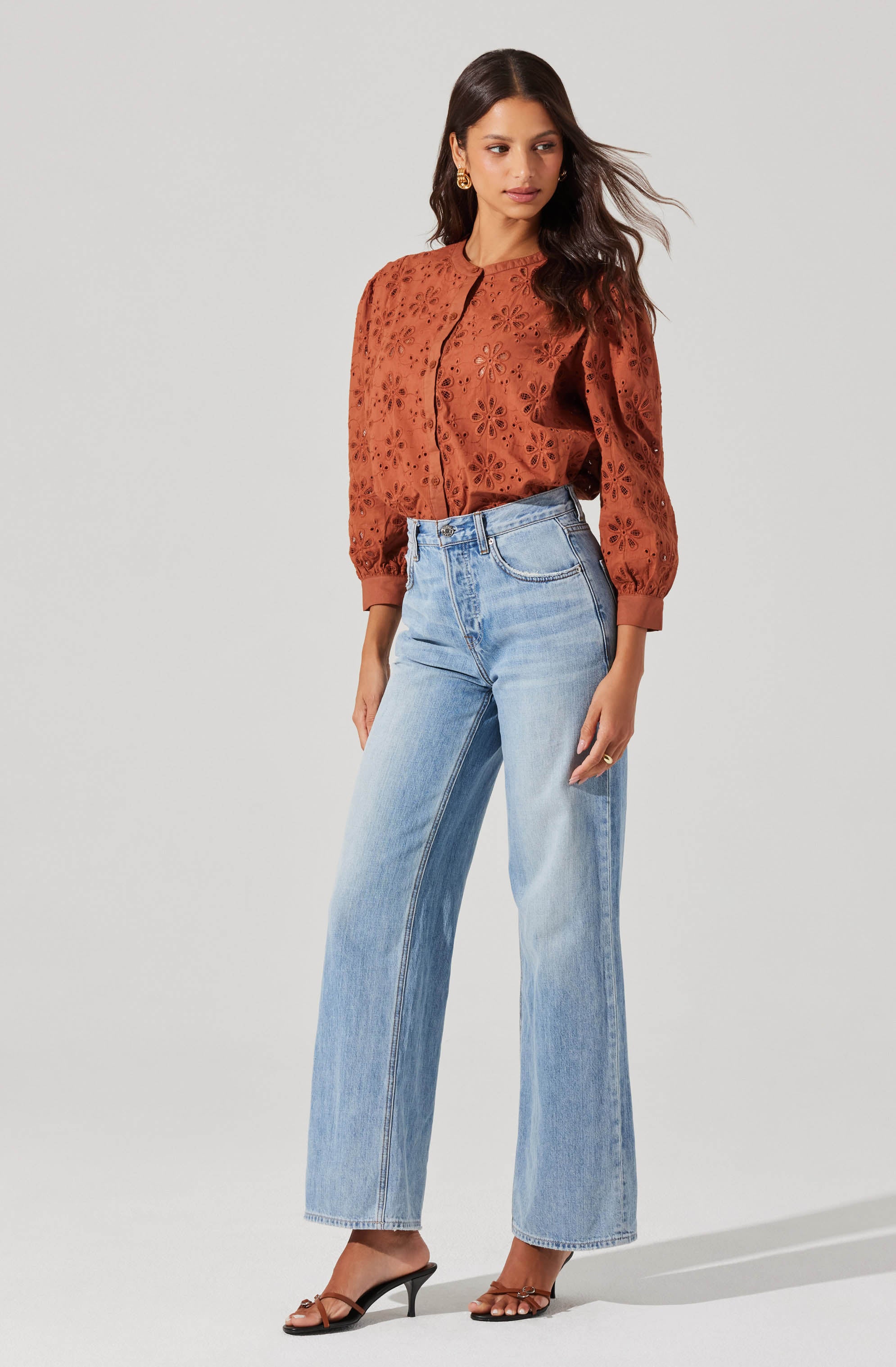 Savanna Eyelet Button Up Top