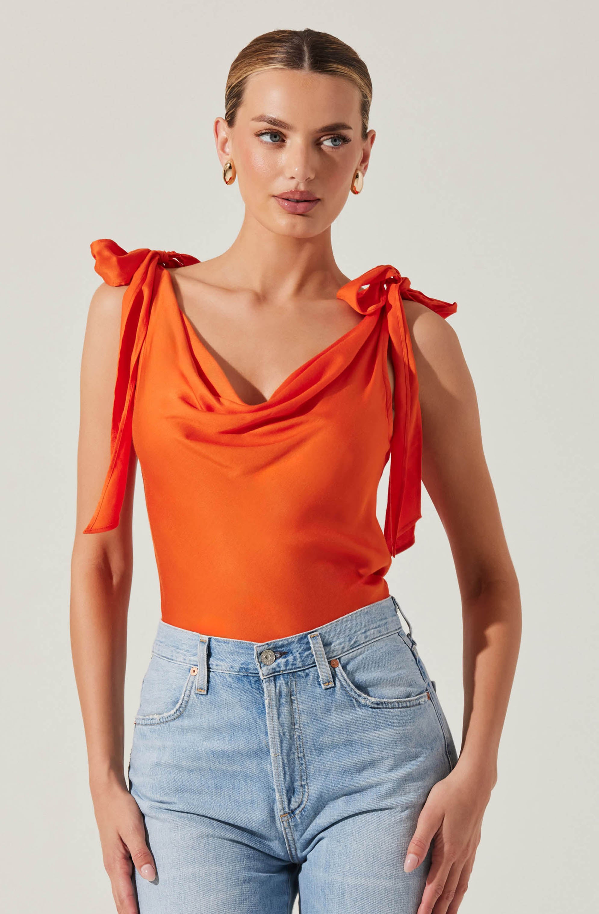 Allexina Satin Cowl Neck Top