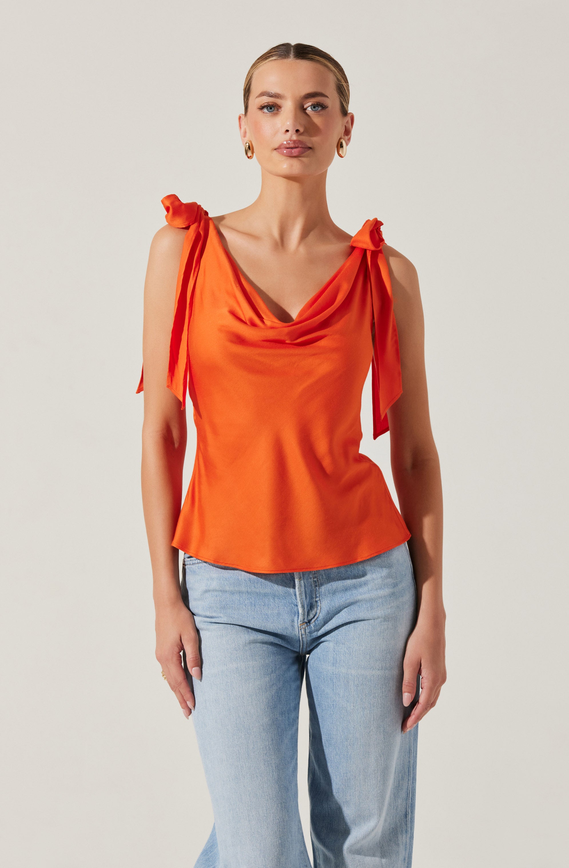 Allexina Satin Cowl Neck Top
